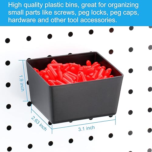 Miniatura 5 de 60 ganchos surtidos para tablero de clavijas con cubos de tablero de clavijas más 154 cerradurastapas para tablero de clavijas de 14 pulgadas y 18