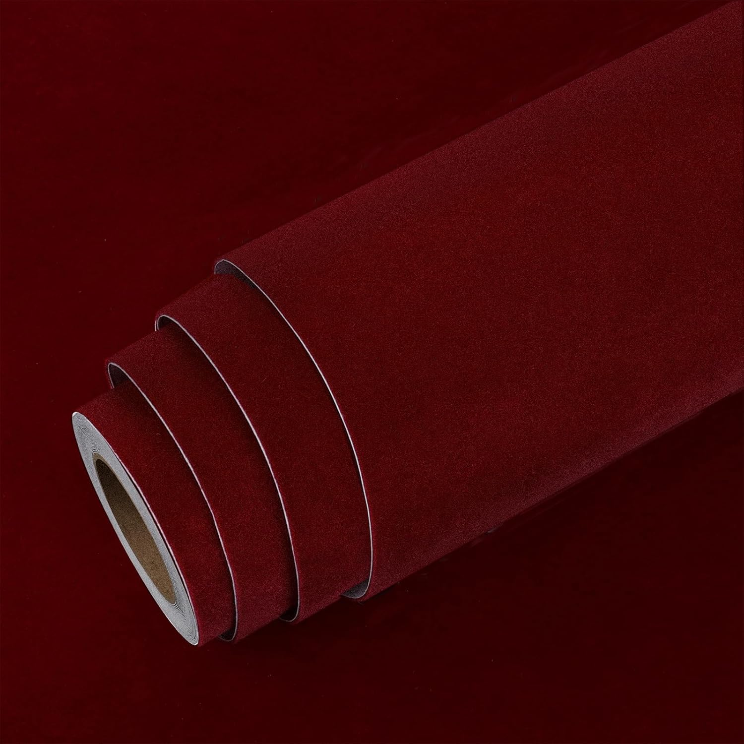Stickyart Self Adhesive Dark Red Felt Wallpaper Peel and Stick Vintage Velvet Contact Paper Removable Burgundy Soft Velvet Fabric Wallpaper Textured Felt Paper for Dresser Accent Wall Decor 24"x160"