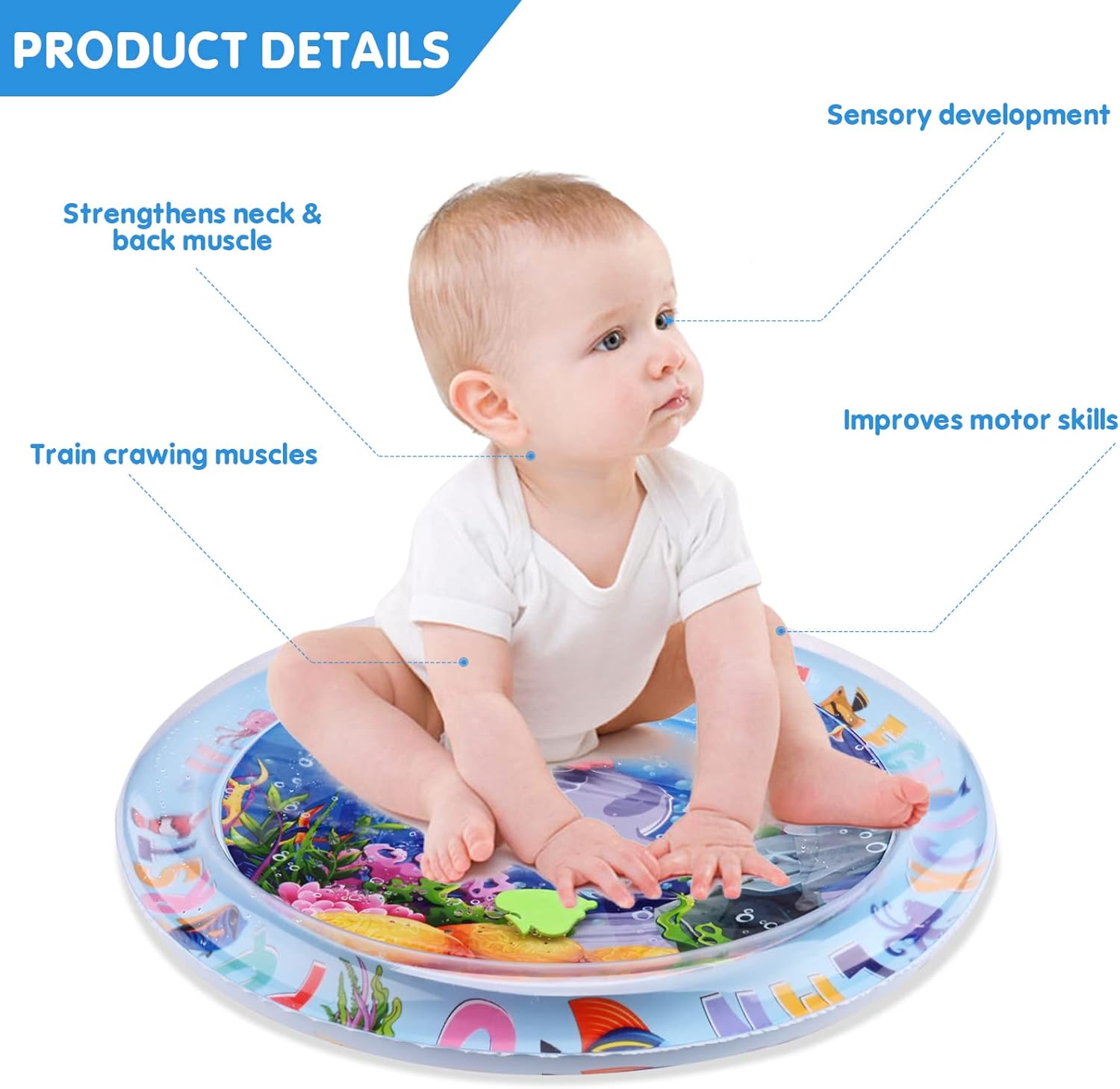 Tummy Time Water Mat Baby Sensory Play Water mat Kids Inflatable Tummy