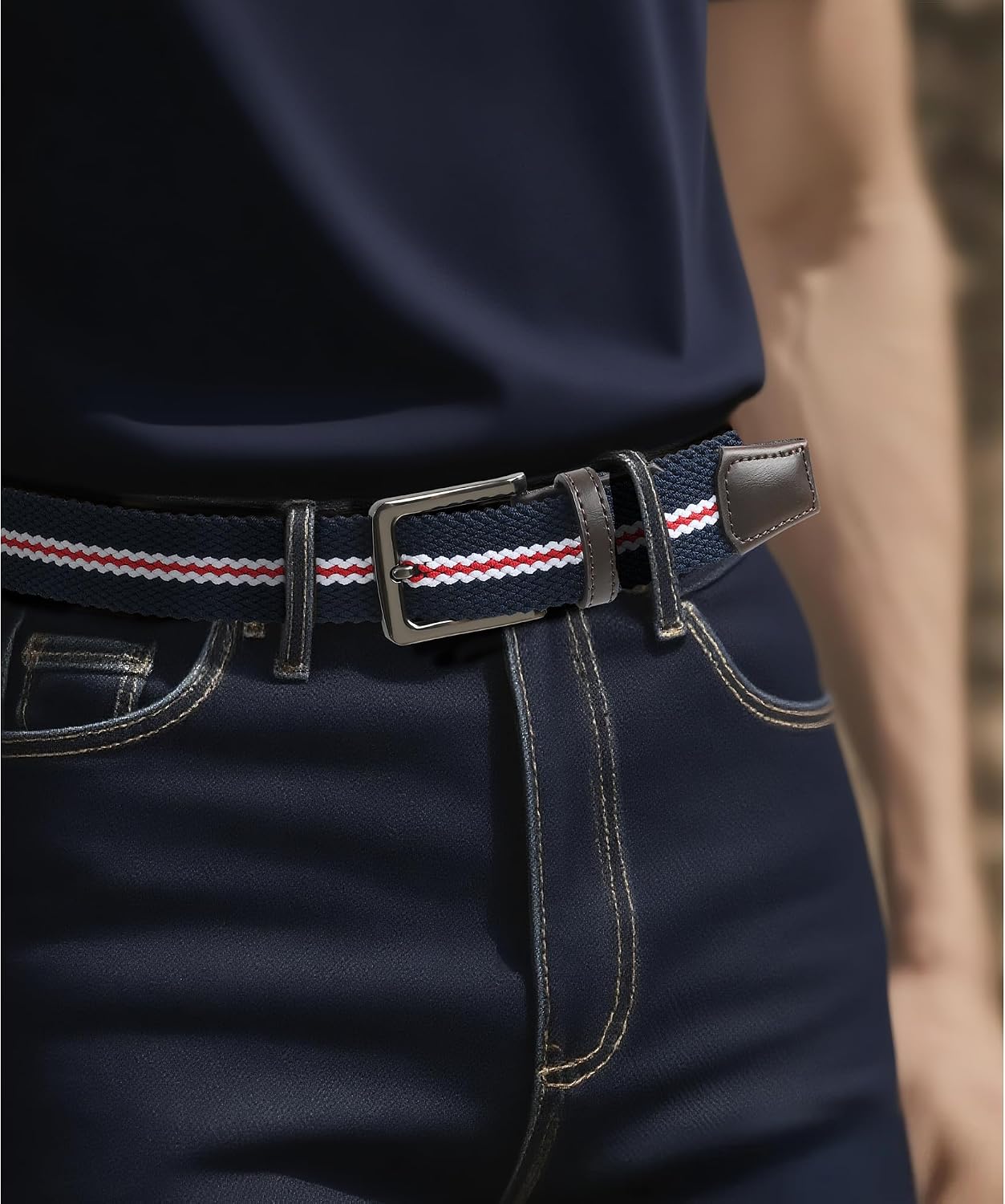Mile High Life Golf Belt for Men 3Color Woven Belt with High Elasticity Strap Stretchable belt for Casual, Office, Travel image 3