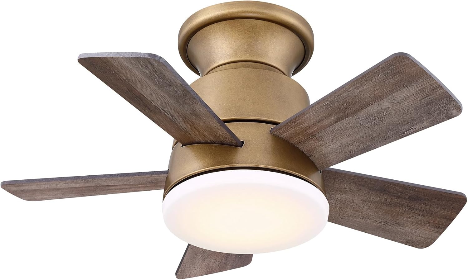 24" Flush Mount Ceiling Fan with Light and Remote, Small Ceiling Fan for Bedroom Kitchen Porch, Reversible Motor, Hugger Low Profile Fan with 3000K LED Light，Gunmetal Brown