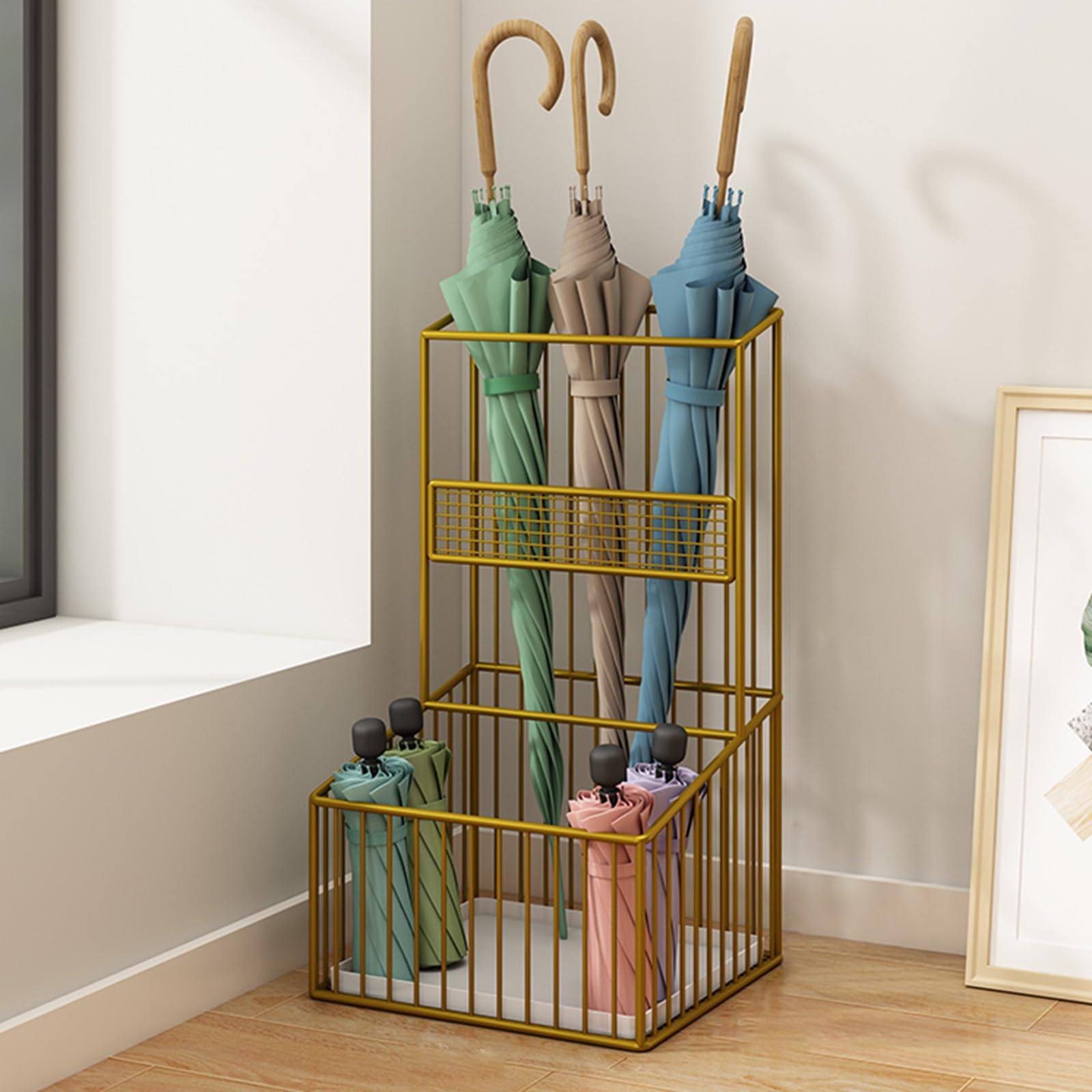 Porte-parapluies pour entrée de maison et café avec bac amovible pratique