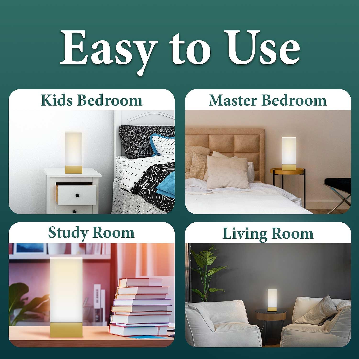 Enlighten Shabbos Lamp, Kosher lamp for Shabbat & Yom Tov, for Bedroom Living Room, LED Dimmable Square Table lamp, Gold Base Color, (10W Eqv 75W, 1100LM, 5000K,)