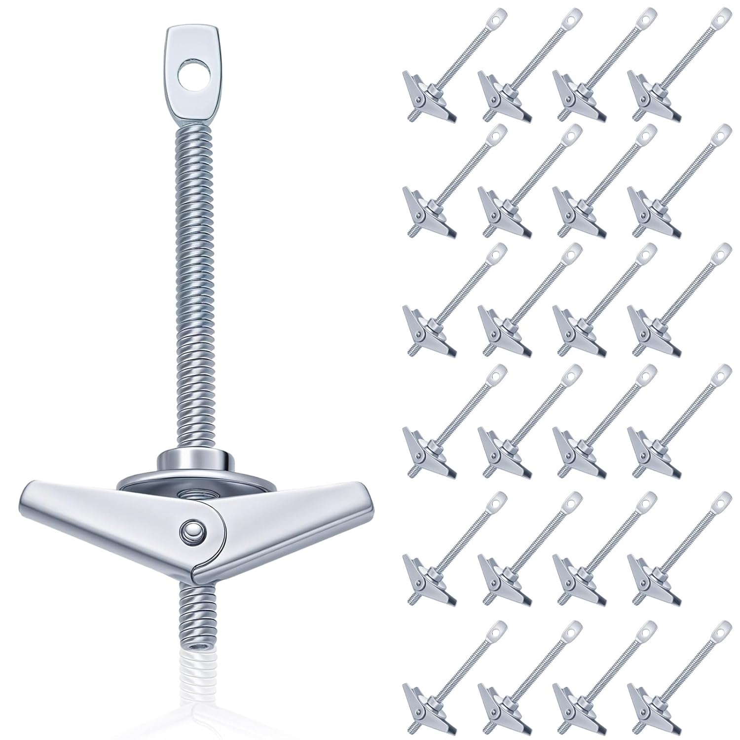 Silkfly 25 Pcs 1/4 x 4 Inch Eye Lag Toggle Bolts with 1 Inch Metal Washer Butterfly Toggle Screws Heavy Duty Wall Anchors with Nuts Washers for Drywall Ceiling Sheetrock Hollow Wall