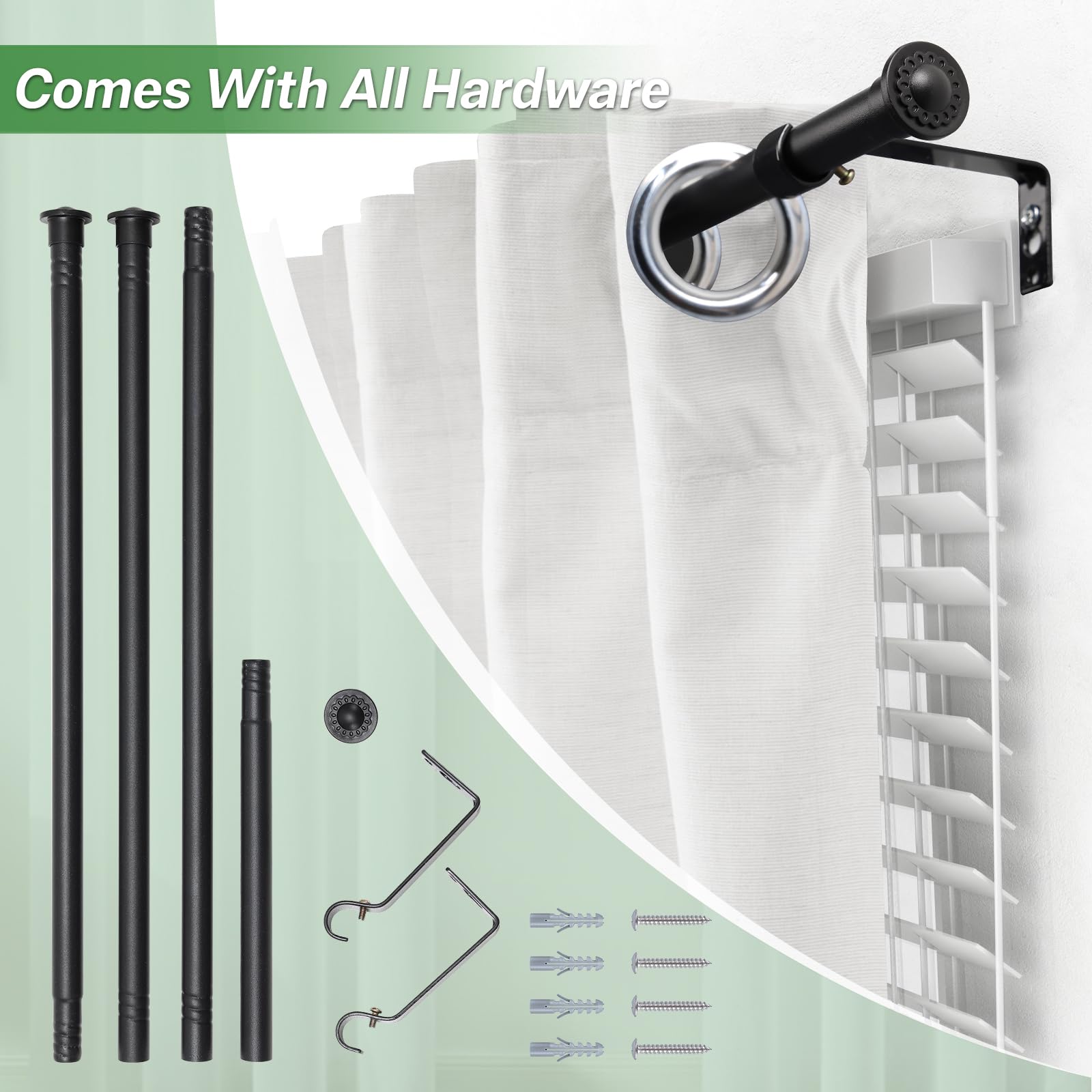Small Drapery Rods Snapklik.com : Small Curtain Rods Set Of 2-5/8 Inch Diameter Black ...
