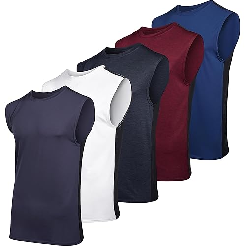 Real Essentials 3 & 5 Pack: Men's Dry-Fit Active Athletic Tech Tank Top - Regular and Big & Tall Sizes (S-5XLT)