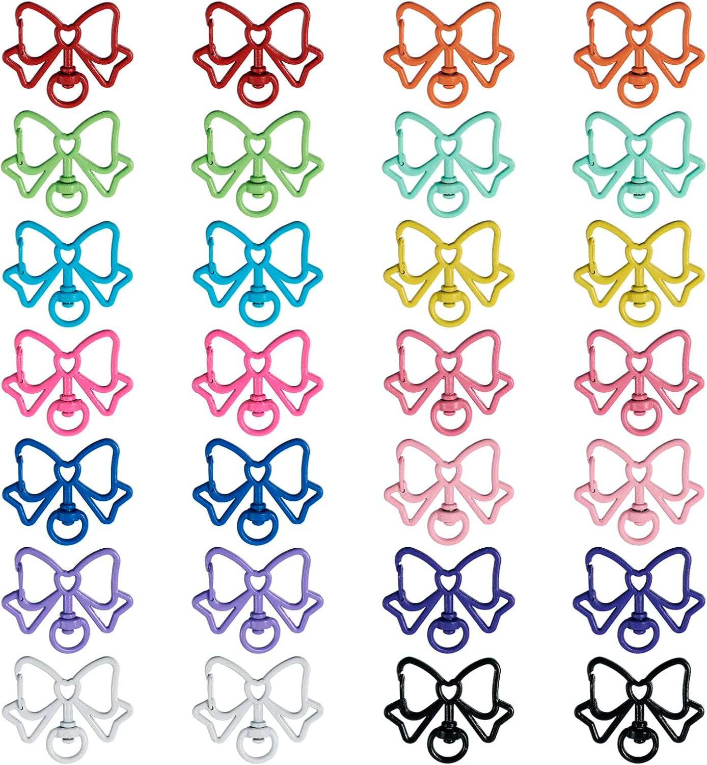 Bestewelry 28Pcs Alloy Swivel Clasps Colorful Cute Swivel Clasp Hooks 14 Colors Bowknot Key Chain Clip Hooks for Keychain Lanyard Purse DIY Crafts Jewelry Making