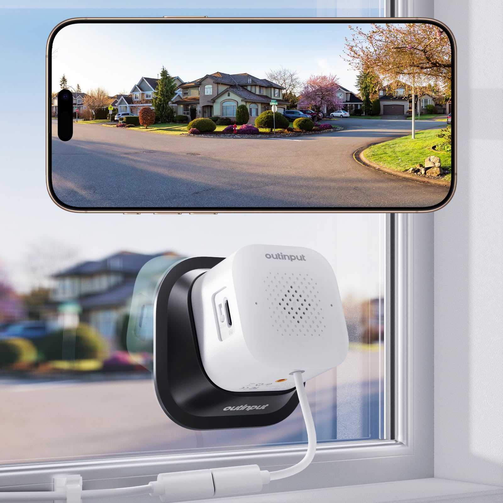 Outinput 3MP 2K Indoor Window Camera - 2.4GHz & 5GHz WiFi Window Cameras for Home Security Looking Outside with Bracket