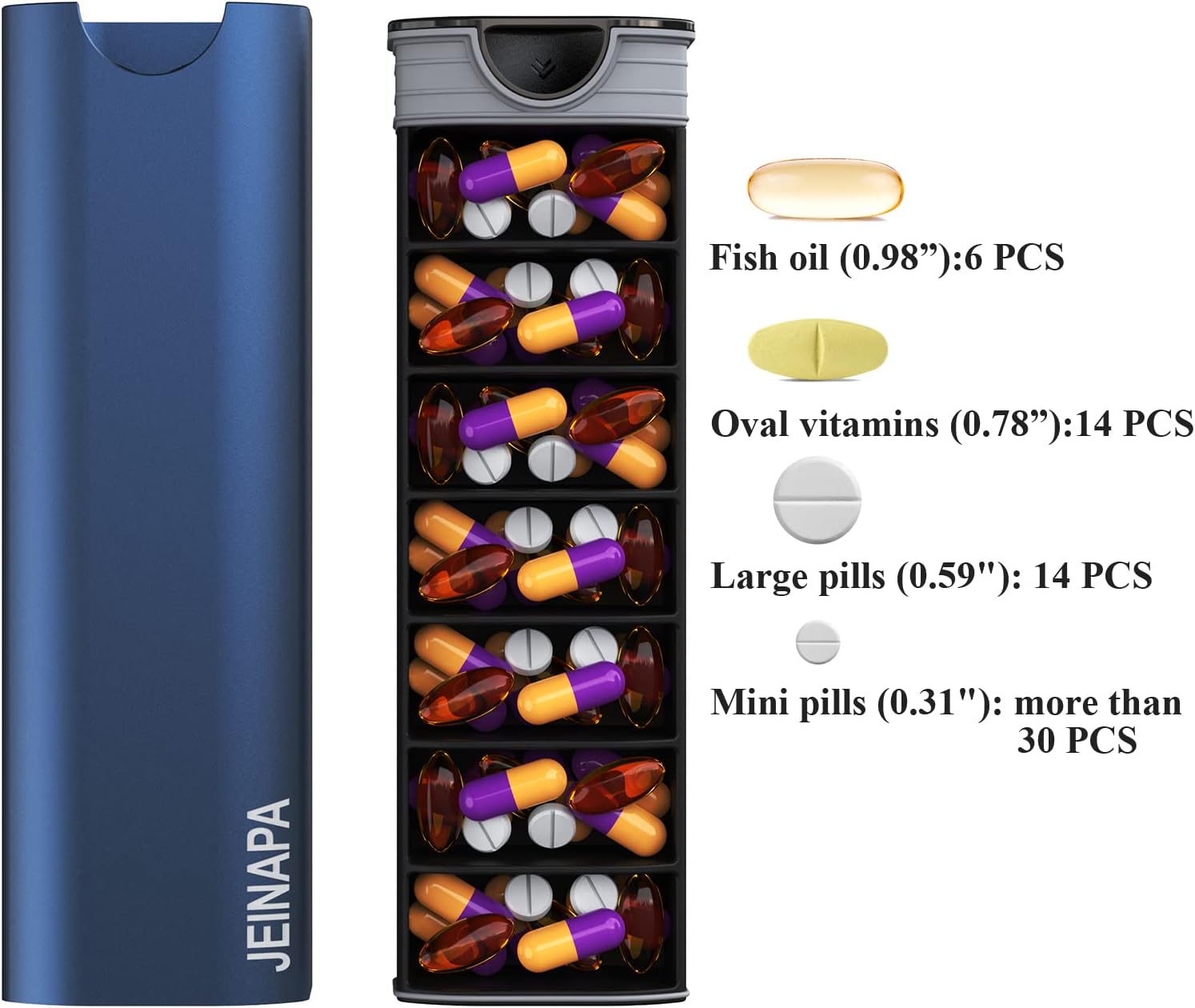 Extra Large Pill Organizer 7 Day, Aluminum Daily Pill Box, Weekly Travel Pill Case, Cute Pill Holder to Hold Vitamins, Medicines, Pills, Supplements - Image 2