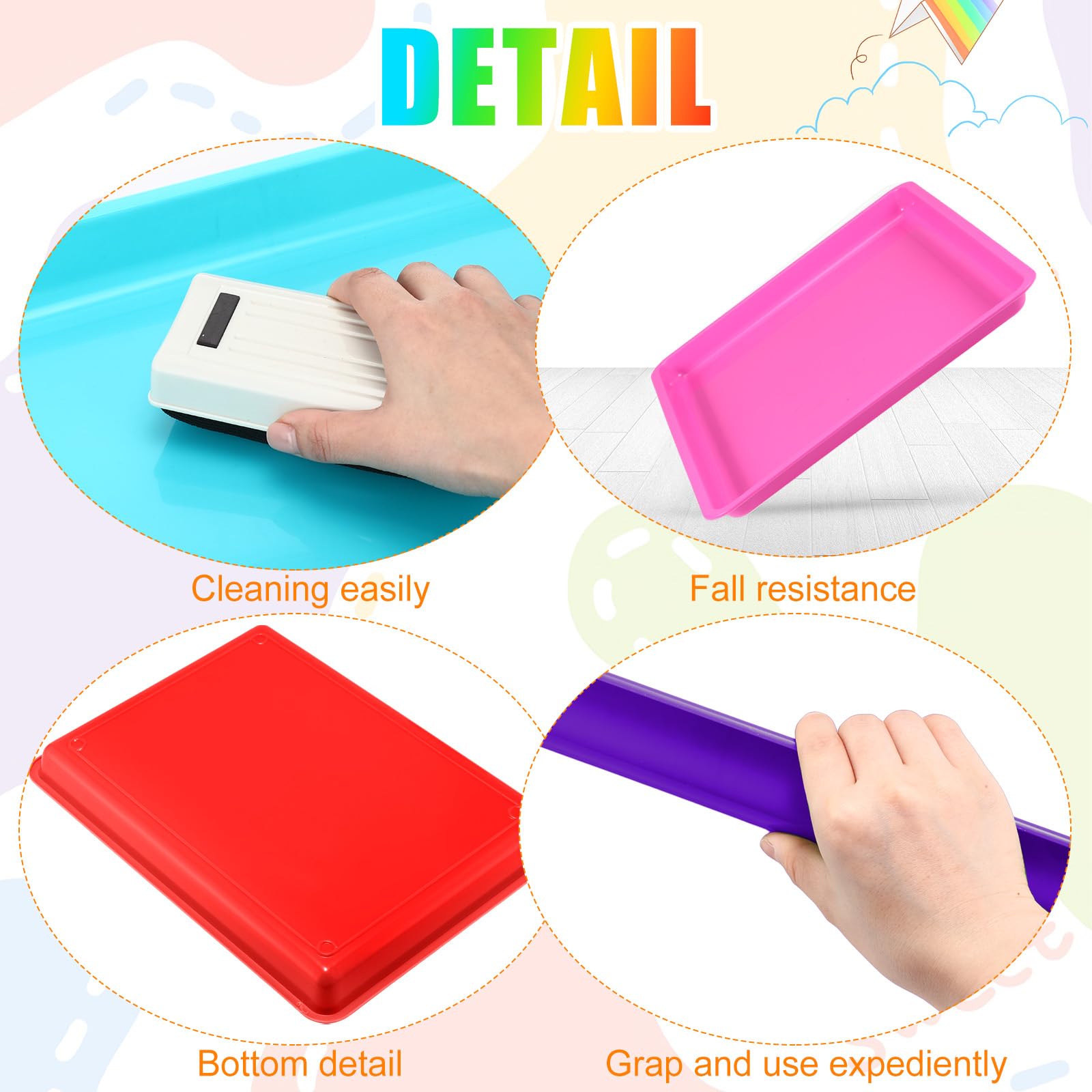 Maitys Flache Kunststoff-Tabletts, 40 x 30 cm, sensorische Aufbewahrung, Papierablage, stapelbar, Klassenzimmer, für Büro, Zuhause, Organizer, Bastelbedarf, 15 Stück (lebendige Farben)