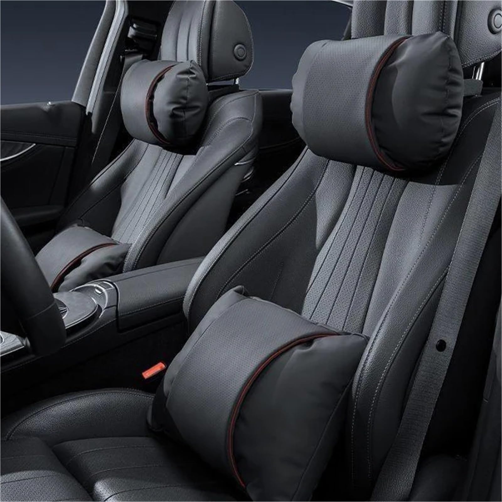 Reposacabezas Coche Reposacabezas de cuero, cojines transpirables para la cintura y almohadas cervicales compatibles con General Motors.(E style)
