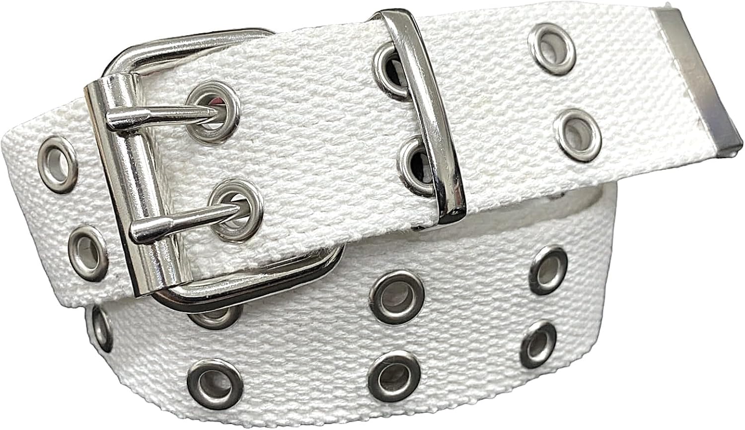 Double Grommet Belt Canvas Punk Style Web Belt Double Eyelet for Women Men Jeans 2 Hole Belts 1.5'' Wide - Image 8