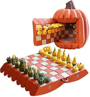 Gourd Games Set - 3D Printing Gourd Gambit Pumpkin Chess Expansion Pack, Cribbage, Dice Tower, Card Holder, Portable Adult Magnetic Chess Checkers
