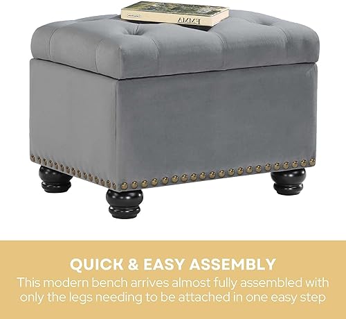 Miniatura 8 de Convenience Concepts Designs4Comfort 5th Avenue - Otomana de almacenamiento, color gris terciopelo