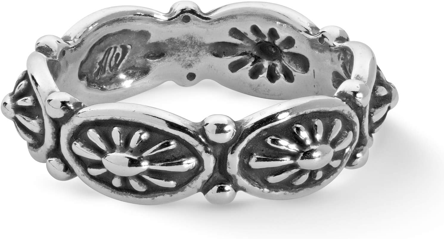 American West Jewelry Sterling Silver Concha Design Ring, Sizes 5 to 10