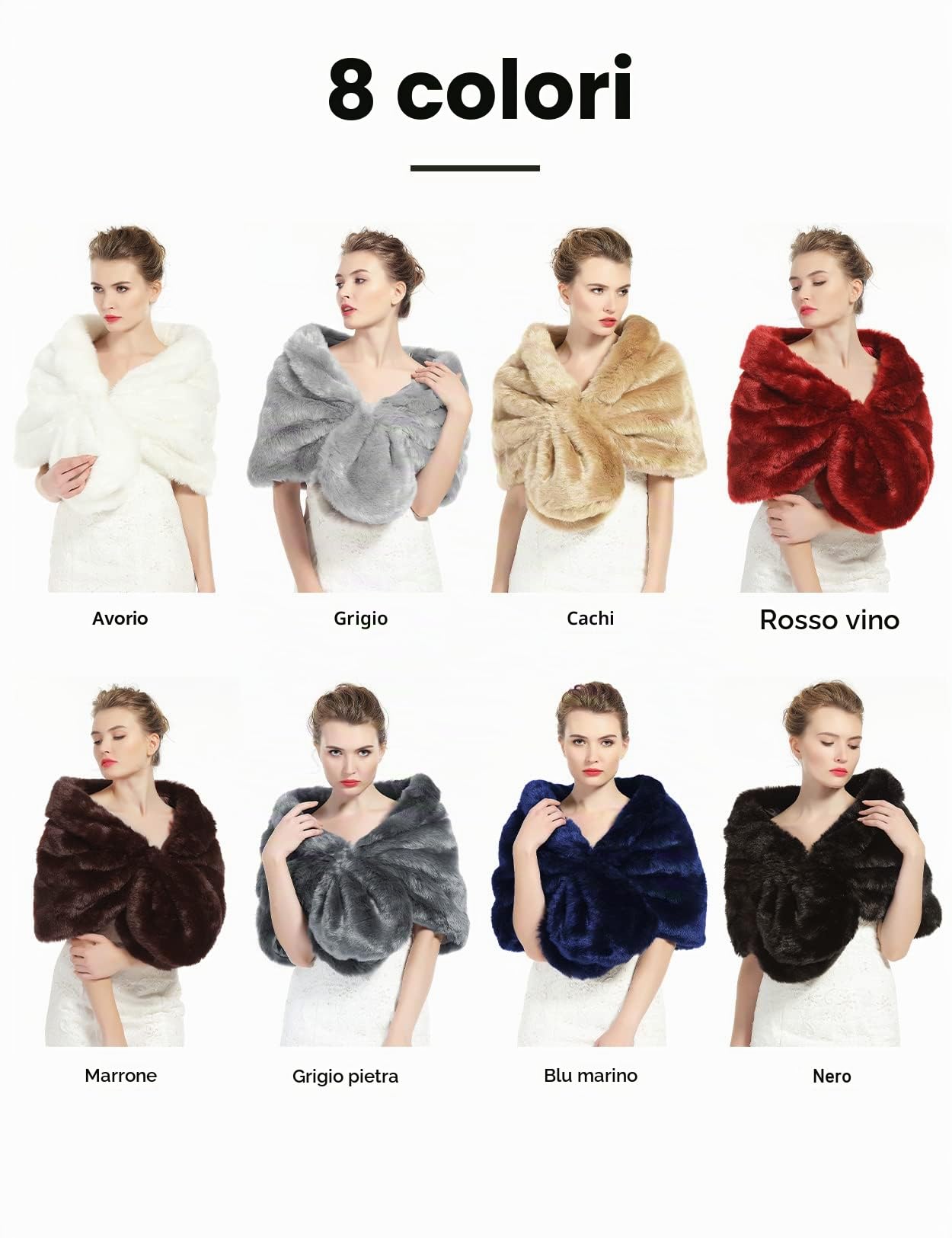 BEAUTELICATE Stola Coprispalle di Pelliccia Sintetica Donna Scialle Brolero Pelliccia Elegante da Sposa per Cerimonia Matrimonio Inverno Nozze Festa