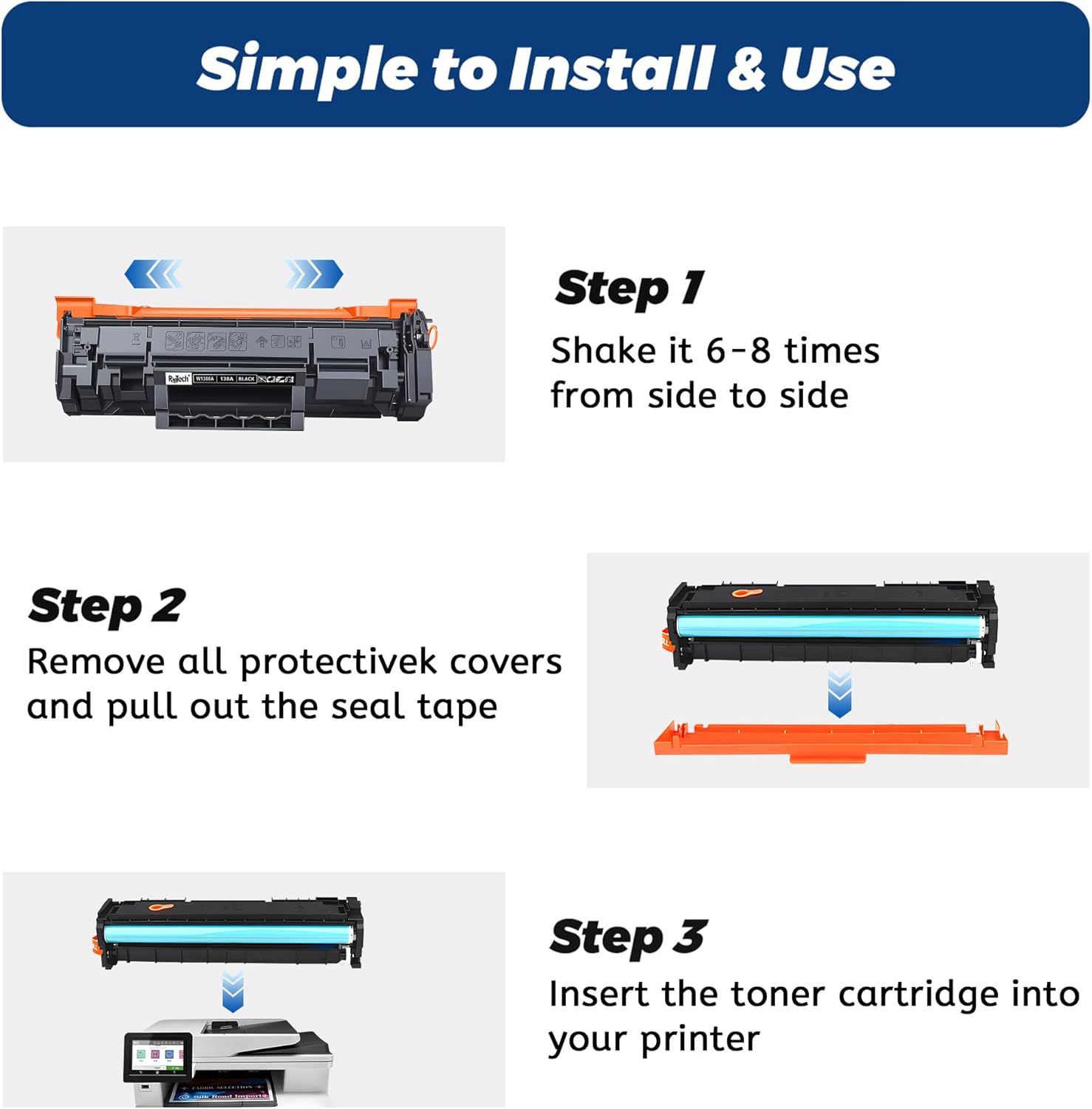 138A Toner Cartridges,for HP 138A W1380A 138X W1380X for HP Laserjet Pro MFP 3101fdw 3001fdw 3001dw Printer Ink,2 Black (with Chip)