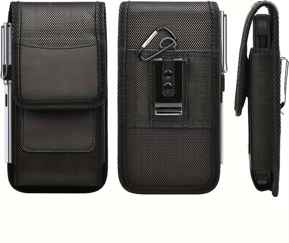 Funda para iPhone 17/16/15/14/13/12 Pro Max y Plus, Samsung Galaxy Z Fold 8 Ultra/7/6/5 / S26/S25/S24/S23 Ultra y Plus y A37 A16 A56 Funda de nailon con clip para cinturón para teléfono celular Estuche de transporte
