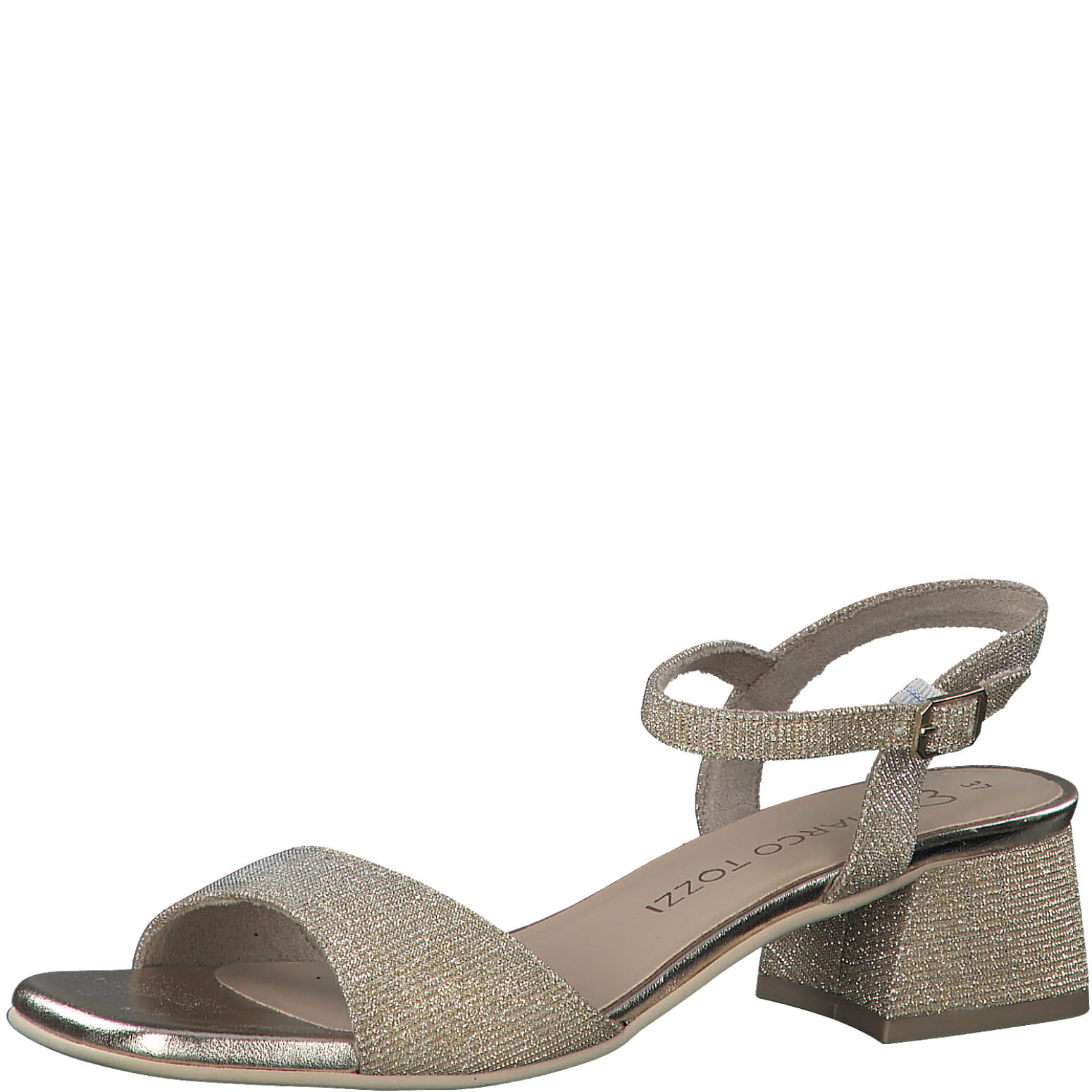 MARCO TOZZI Women's 2-28331-42 Heeled Sandal, Gold, 5