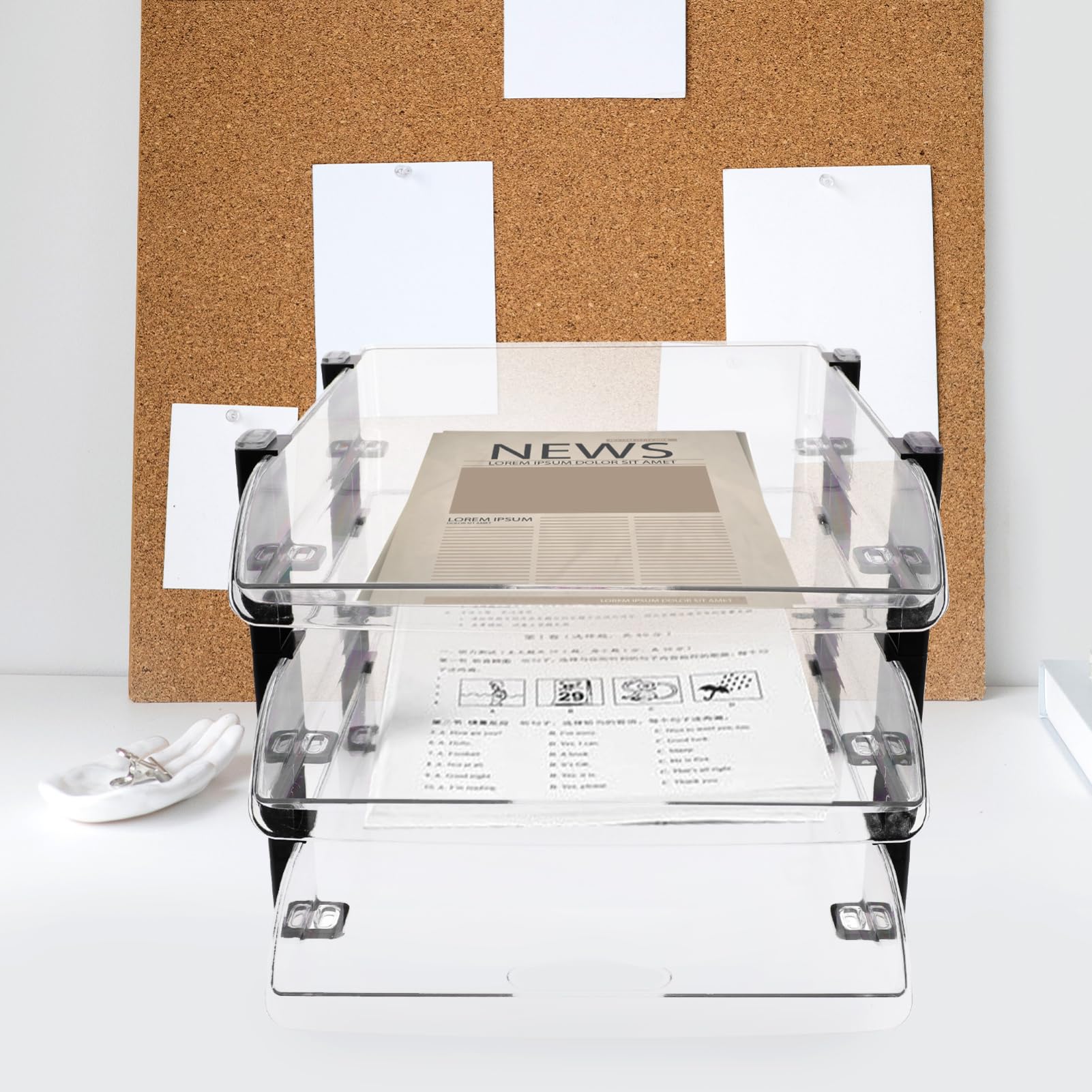 STOBOK Organizer Per Scrivania Trasparente Tre Porta Documenti Multiuso Per Ufficio e Casa Vassoio Per Carta Per Massimizzare Lo Spazio Sulla Scrivania