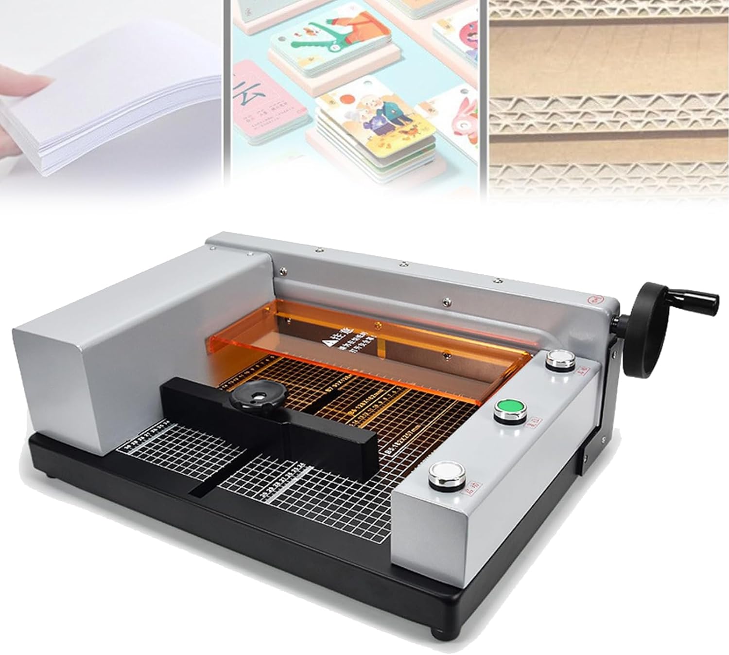 電動ヘビーデューティギロチンペーパーカッター、グリッドライン付き