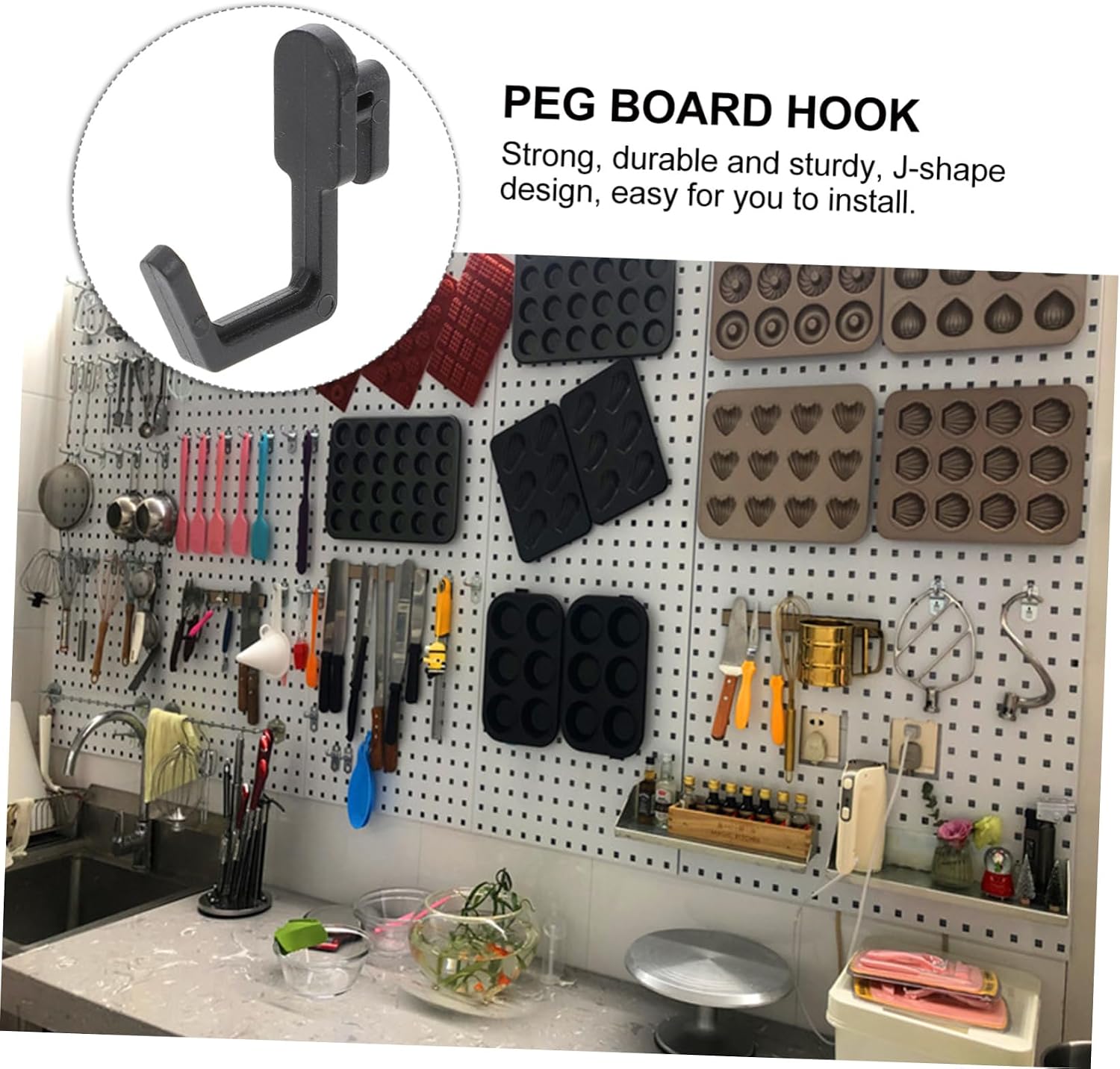 BESTYASH 20pcs Plastic Pegboard Hooks Display Hooks Wall Key Hanger Easy to Install