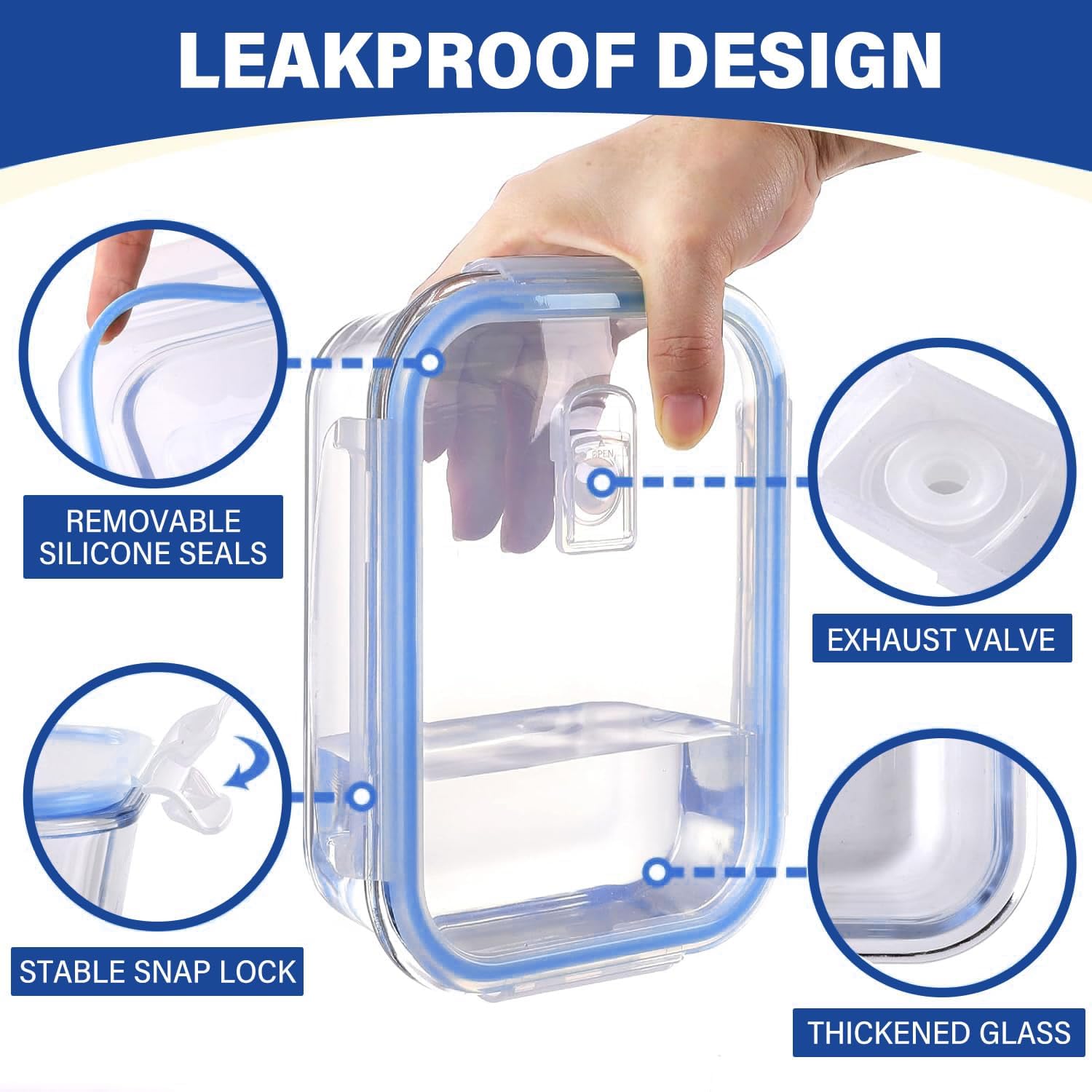 12 Pcs Glass Food Storage Lunch Containers Airtight Lids With Steam Vents, BPA Free Meal Prep Containers, Safe For Microwave, Dishwasher, Oven & Freezer Pantry Kitchen Storage, 310-1040ml