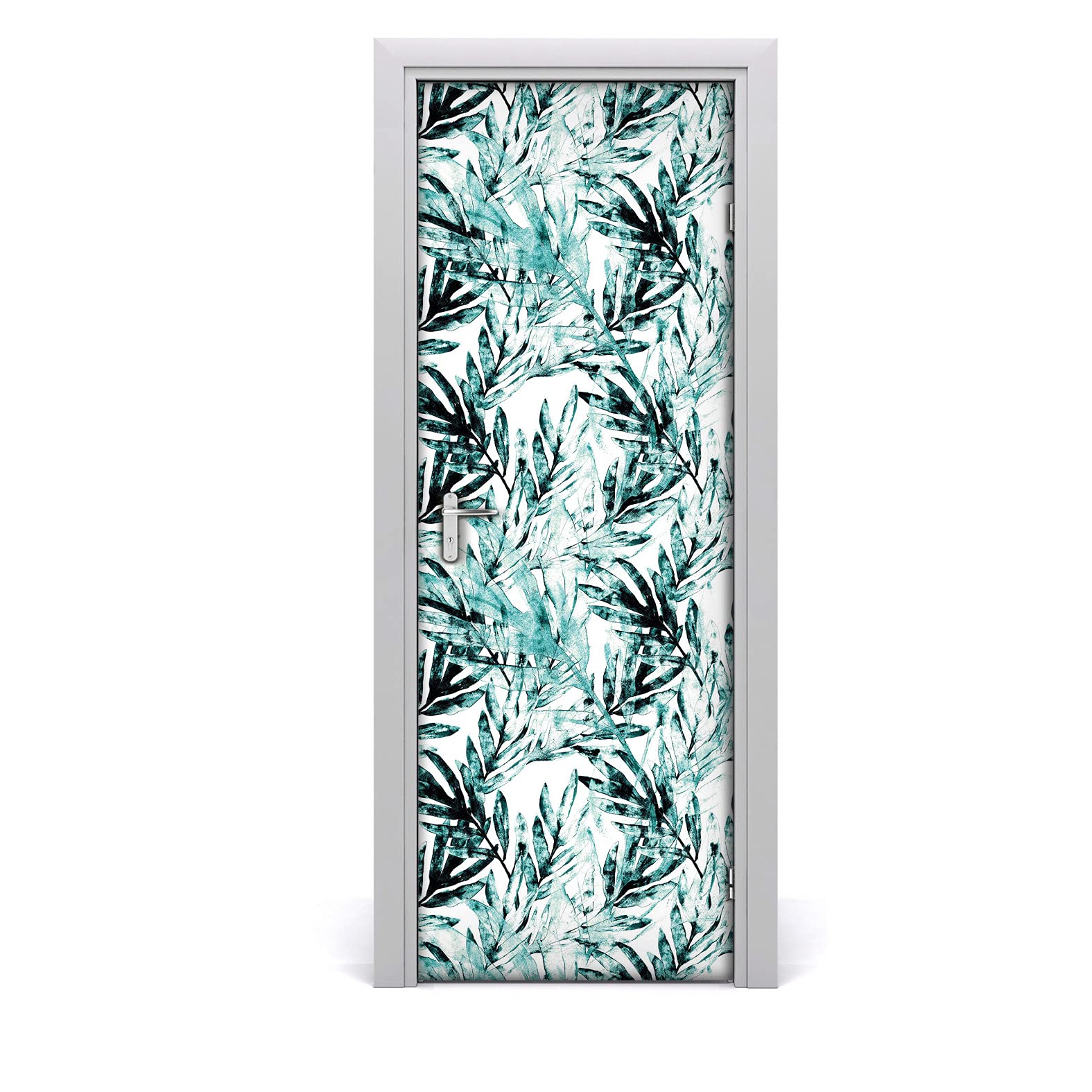 Etiqueta de puerta autoadhesiva para crear un oasis tropical de hojas de palma en tu salón