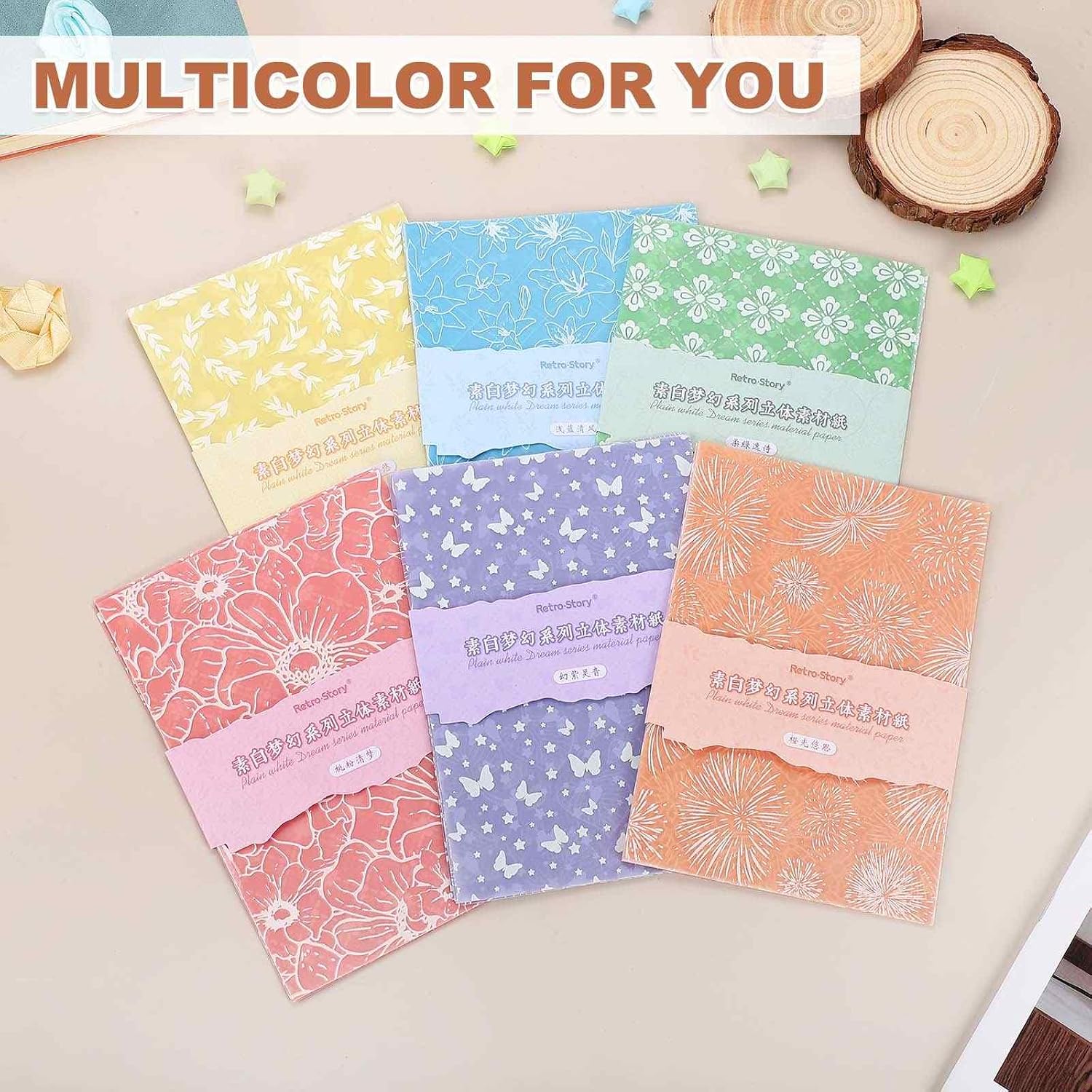 MECCANIXITY 12 Sheets Scrapbook Textured Paper, Orange Scrapbooking Paper with Translucent Pattern Sheet for Scrapbook Planner Book Card Junk Journal Supplies Card DIY Project, 3.9x5.5 Inch image 4