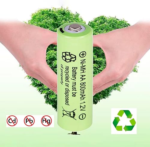 Miniatura 7 de Baterías recargables NiMH AA de 800 mAh de 1.2 V, paquete de 12 baterías recargables dobles A para luces solares, tira de luces de camino, ratón,