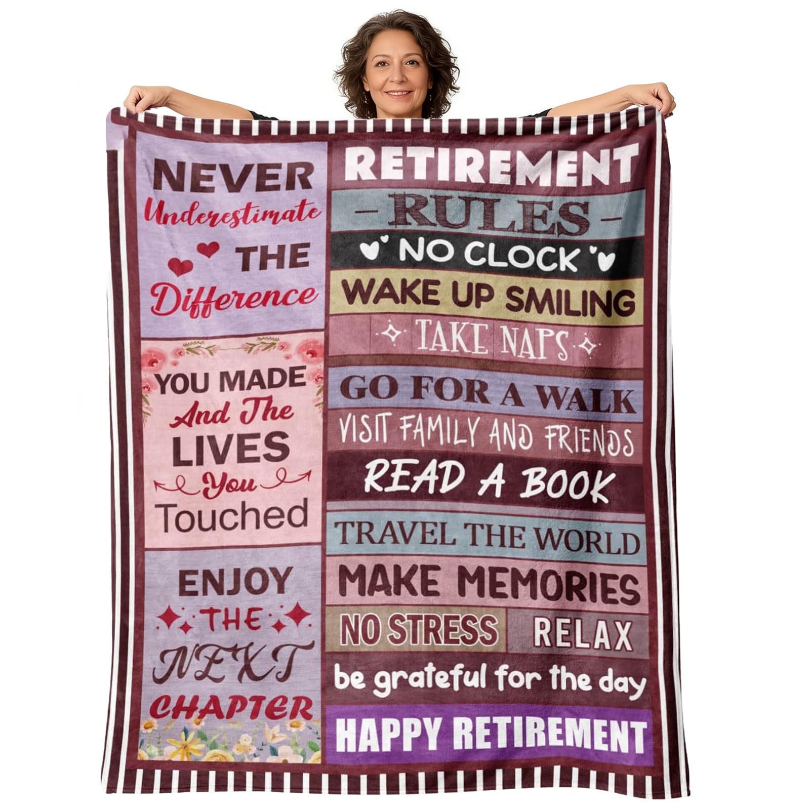 Retirement Gifts for Women Men, Throw Blanket, Funny Farewell Gifts for Colleague, Teacher, Mum, Coworkers Women, Retirement Party Decorations, Leaving School Work Farewell Present, 130x150CM (Purple)