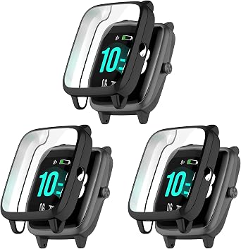 Protective Case Compatible for Blackview BV-SW01 1.3" Touch Screen Smartwatch TPU Case Cover Soft Protector for Blackview BV-SW01 Protective Case Black/Black/Black