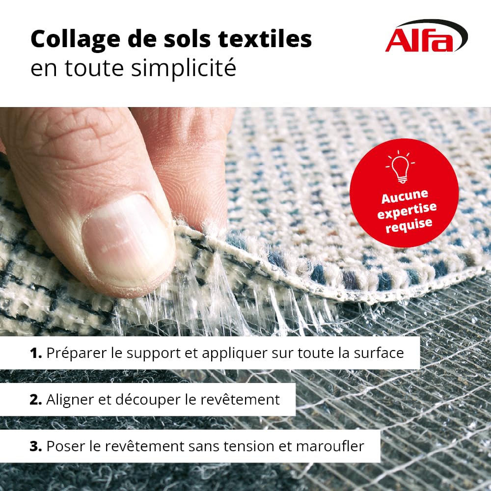 Alfa Colle sèche en rouleau – Sol textile – 500 mm x 25 m – 1 pièce | Colle sèche ultra fixante pour moquettes et textiles. Pose rapide sans séchage, compatible sols chauffants et rénovation.