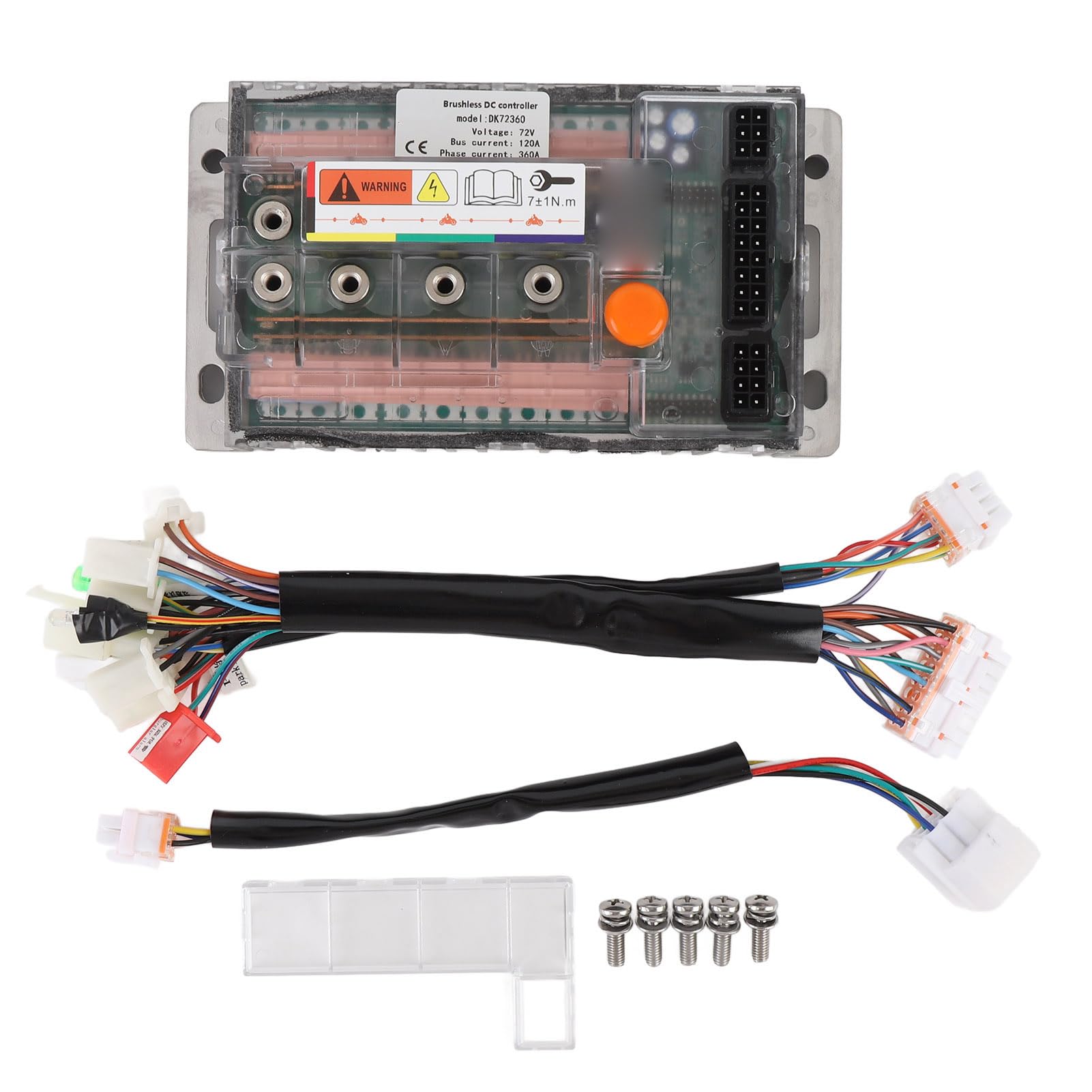 AMONIDA Elektryczny Sterownik Bezszczotkowy, Sterownik Motocykla Elektrycznego 72 V DK72360 Bezszczotkowy Silnik Prądu Stałego SineWave z przezroczystą obudową, do Silnika QS o Mocy do 3000 W