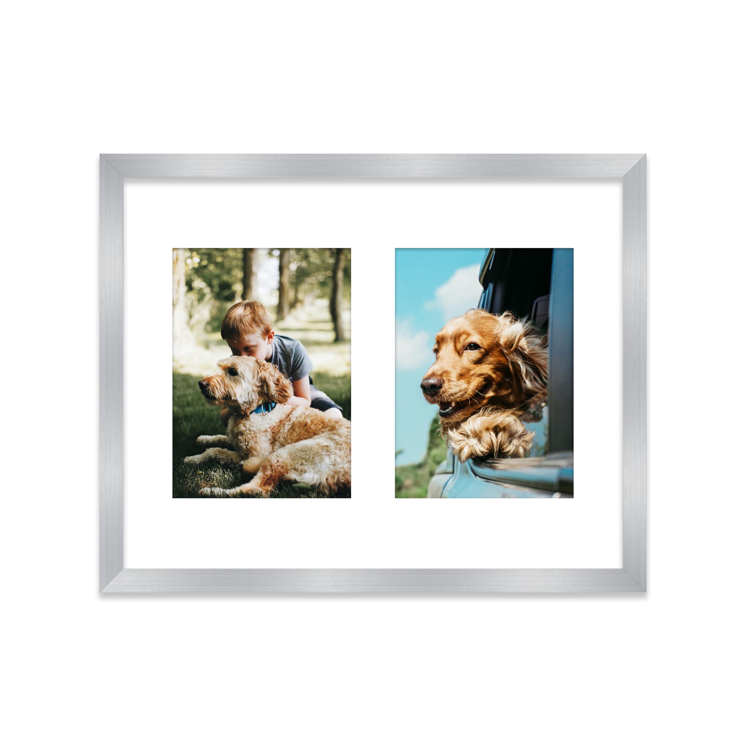 14x11 Inch 2 Opening Photo Collage Frame, Display Two 7x5 Inch Photos, Multi Aperture Family Picture Frame, Silver โ image 1