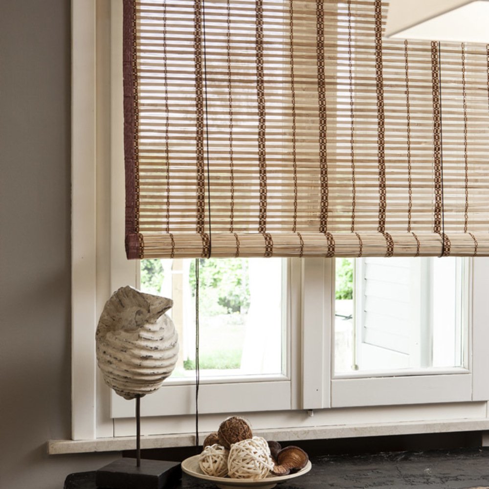 VERDELOOK Tapparella Egitto in Bamboo con Bordo in Cotone, 150x300 cm, Marrone