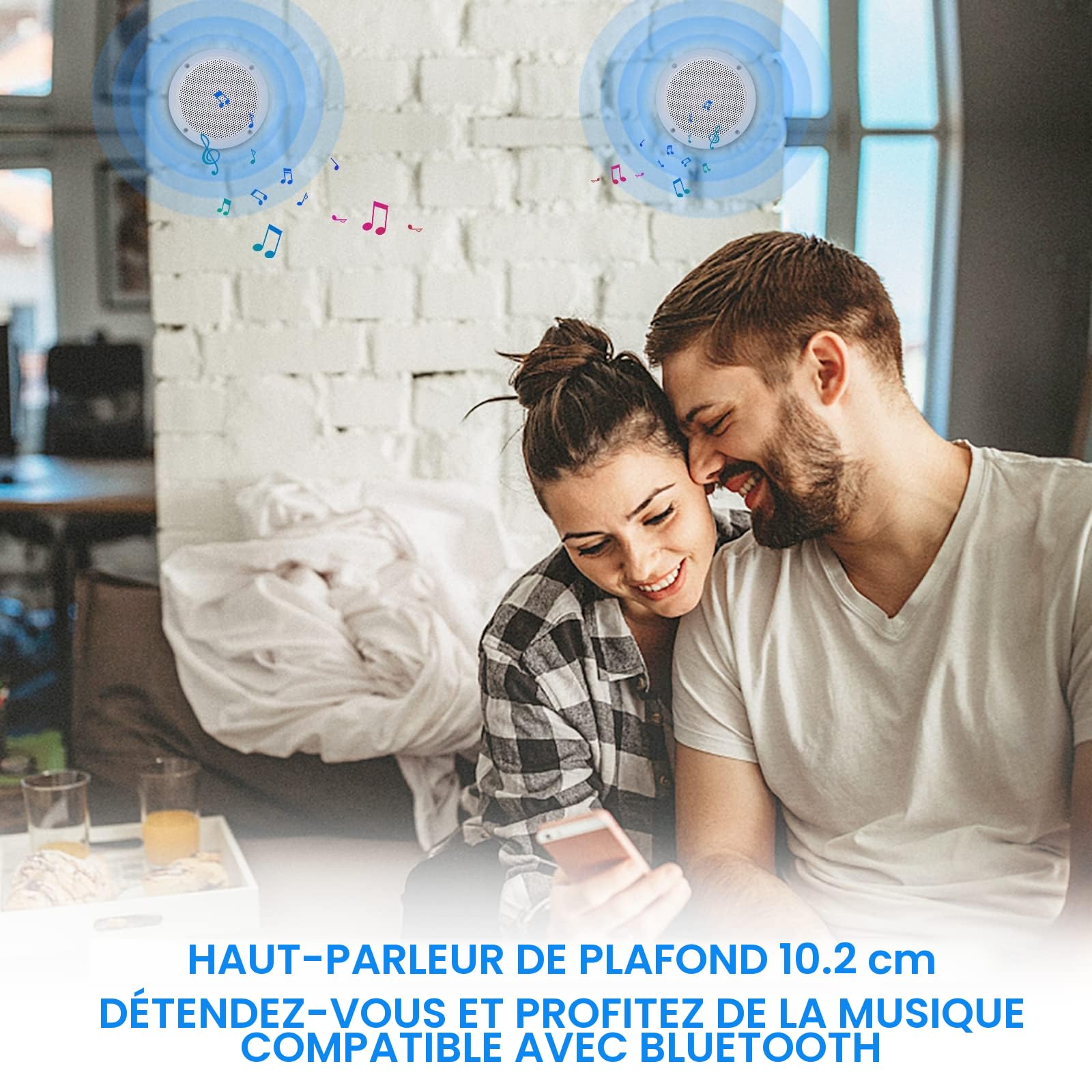 Herdio Kit de Haut-Parleur de Plafond Bluetooth Étanche
