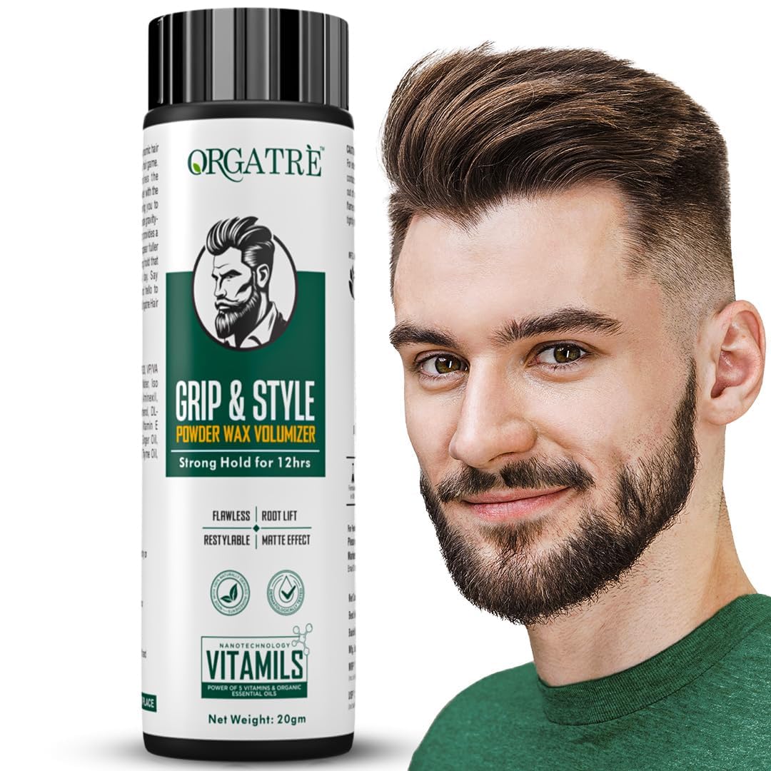 ORGATRE Grip and Style volumizing powder Strong hold For 12 Hrs Matte Finish Safe Hair fiber hair powdr