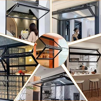 Foldable Aluminum Window, Outdoor Serving Window with Bottom Frame and Sun-Protection Film, Ideal for Coffee Shops