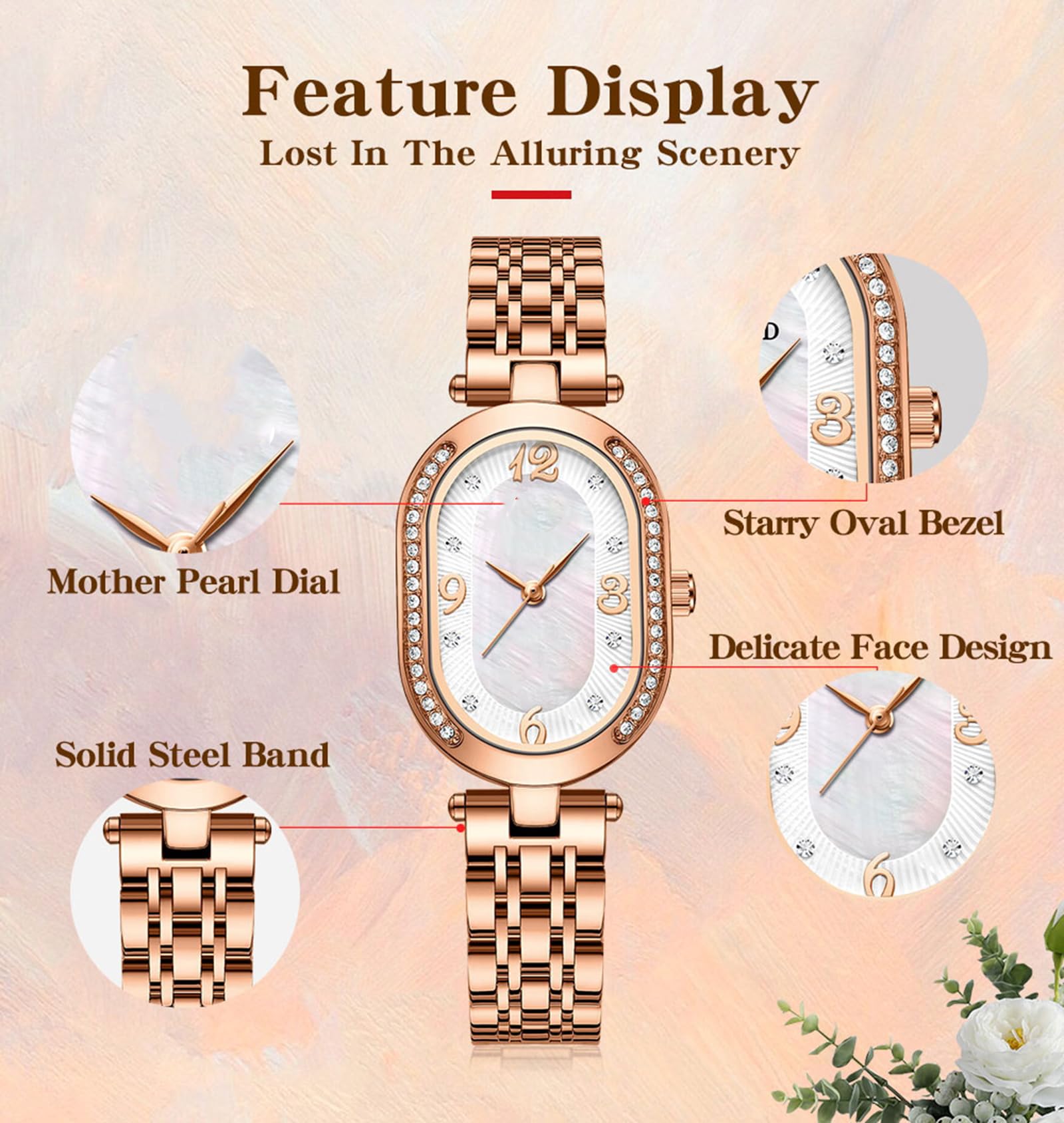 FANMIS Reloj casual de cuarzo impermeable de acero inoxidable con diamantes de imitación para mujer (morado)