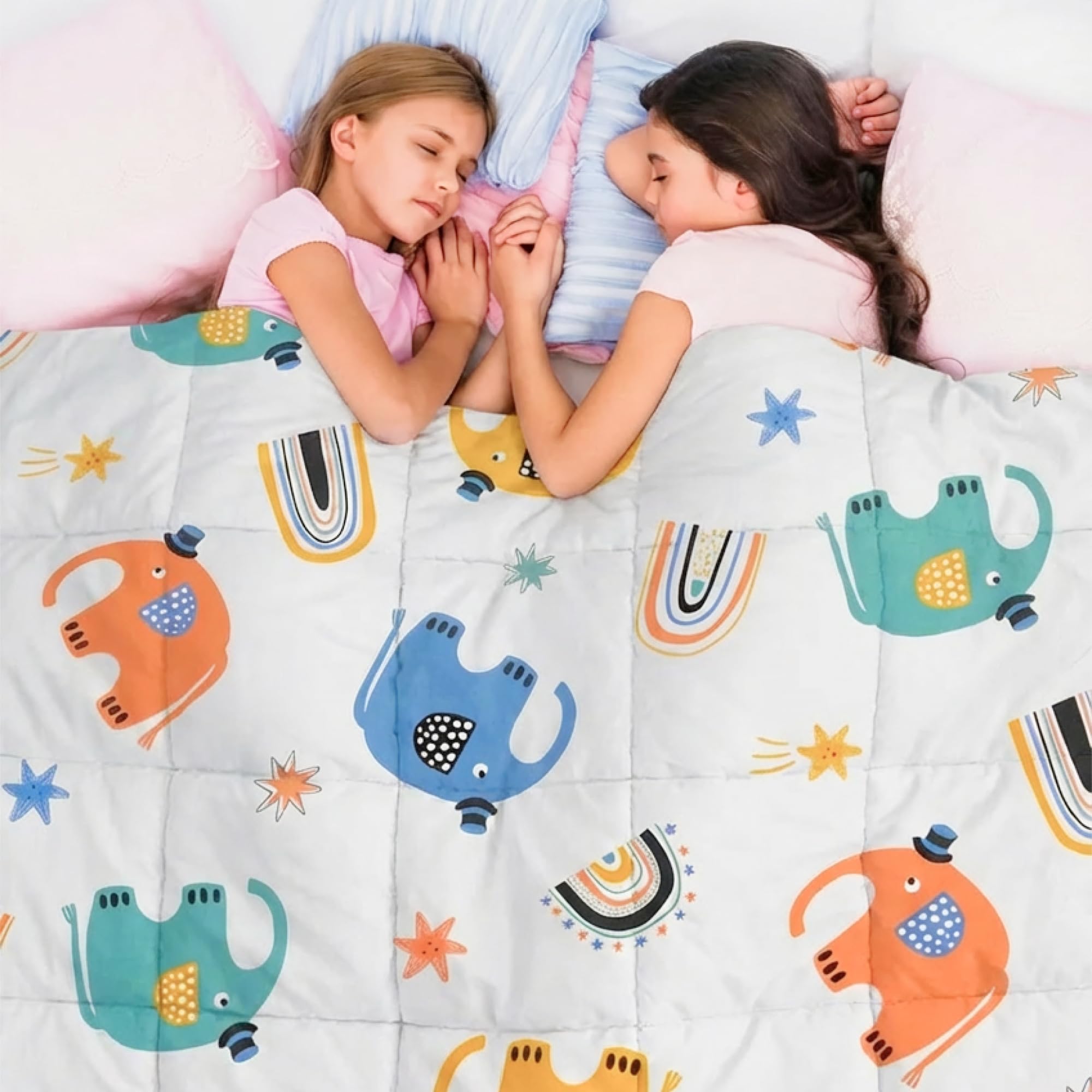 Dailydream Manta Pesada para niños, 90 x 120 cm, 2,5 kg, diseño de Espacio, de algodón 100%, Relleno de Perlas de Cristal, Manta terapéutica para Peso Corporal 20-35 kg