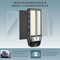 Vista 4 de Solar Street Lights Outdoor, 7000K Solar Light Outdoor LED Street Light Dusk to Dawn, LED Wide Angle Lamp with Motion Sensor and Remote Control, for