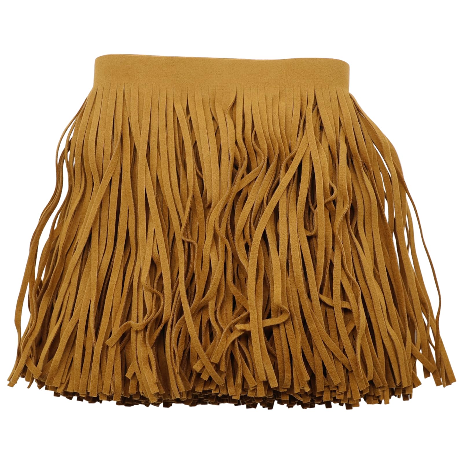 Yalulu 2 Meters Fringe Tassel Trim, Leather Suede Tassel Ribbon, Faux Suede Fringe Trim Embellishment for Handbag Luggage Clothing Sewing Accessories (Camel)