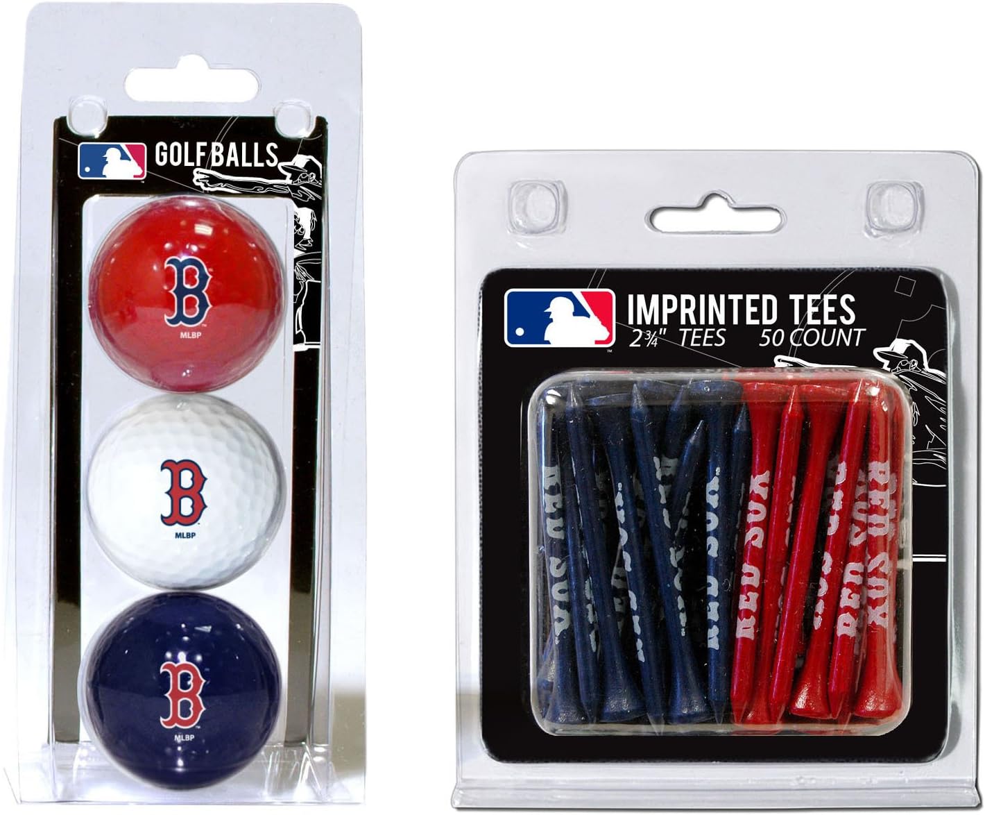 Team Golf MLB Logo Imprinted Golf Balls (3 Count) & 2-3/4" Regulation Golf Tees (50 Count) - Ball Colors May Vary