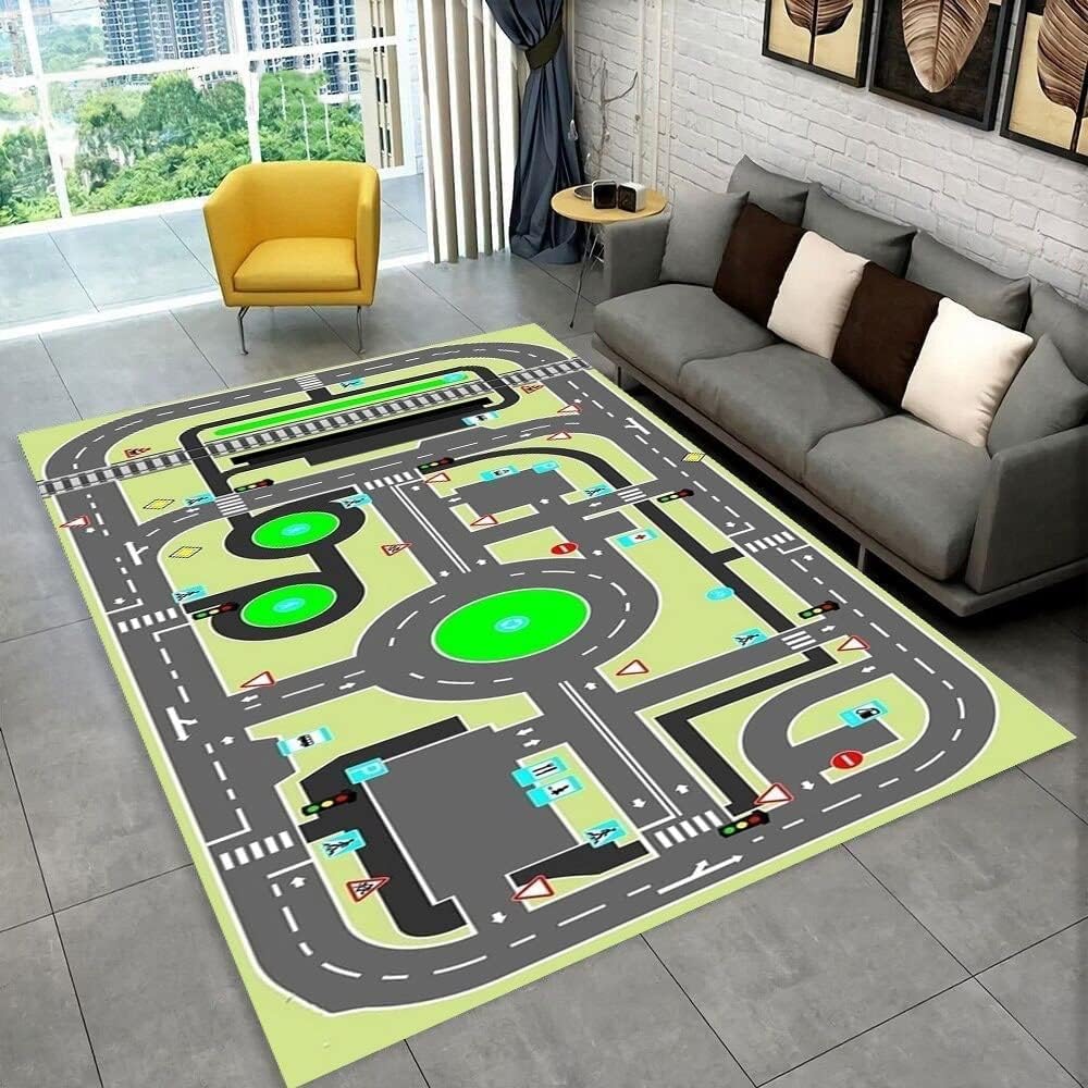 Kids Rug Play Mat for Playing Toy Car,Play Rug Road Rugs for Kids Cars