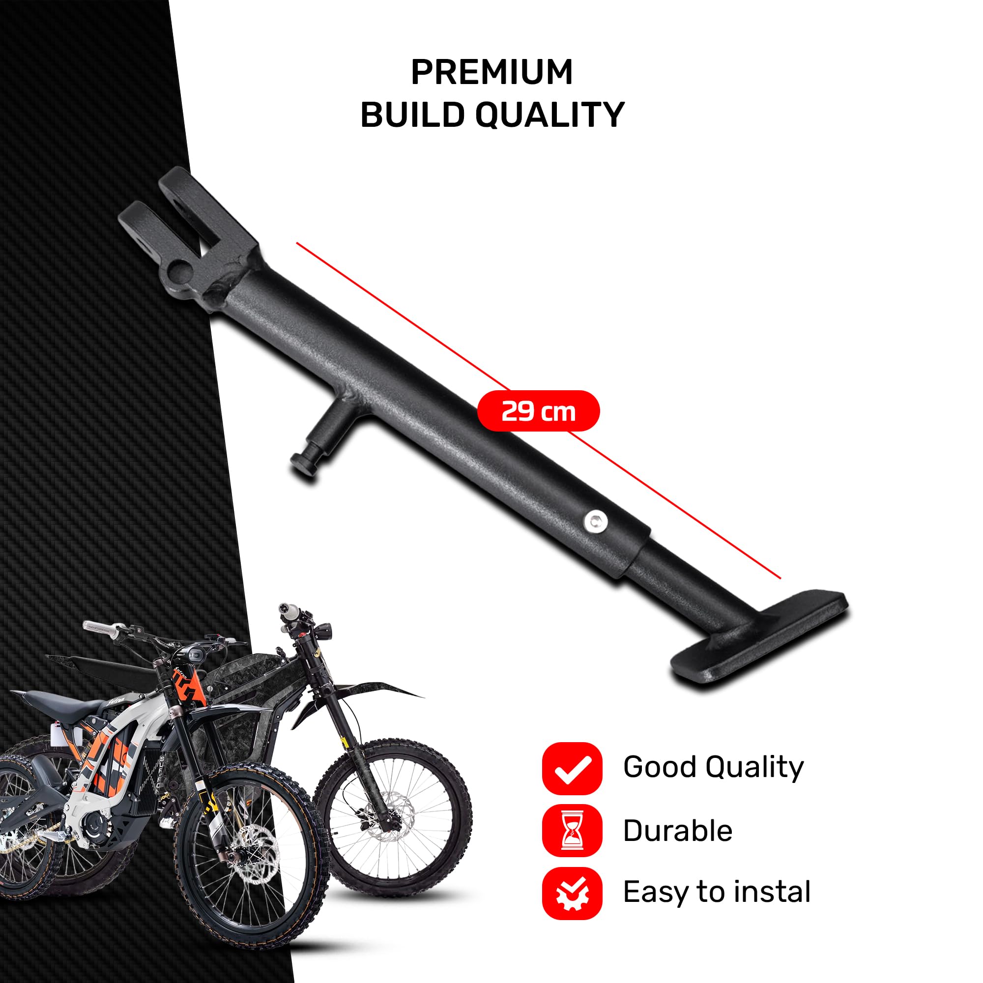 avdb-moto Caballete Lateral de acero compatible con SURRON LIGHT BEE X 2021-2026, LIGHT BEE ROAD-LEGAL 2023-2025, SEGWAY X160 / X 160 2020-2026, X250 / X 250 2020-2026, TALARIA STING MX3 2021-2025