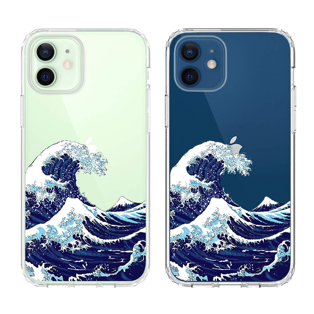 uCOLOR Japanese Wave Clear Case Compatible with iPhone 12 Mini (5.4") Thin Slim Hybrid Case Anti-Scratch Protective Crystal Clear Case for for iPhone 12 Mini 5.4" (Japanese Wave)