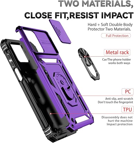 Miniatura 8 de Funda para Motorola Moto G Power 5G con cubierta deslizante para cámara, protector de pantalla HD prueba de caídas de grado militar, soporte de