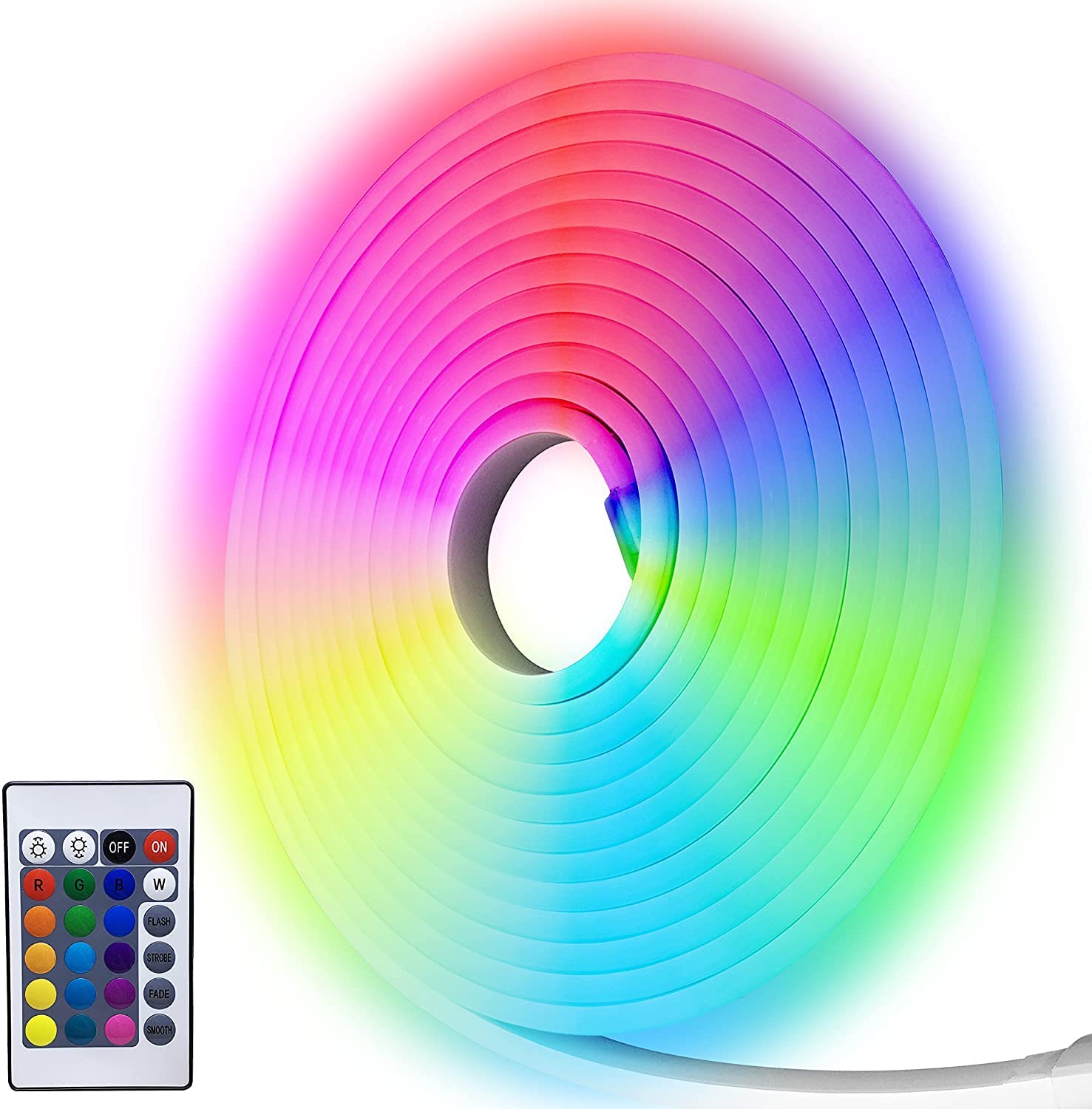 PRENDELUZ Tira Flexible Led Neon RGB, longitud 5m 1750Lm 35W en total - corte metro a metro - ideal para decoración, anuncios y diseños (RGB, 5m)