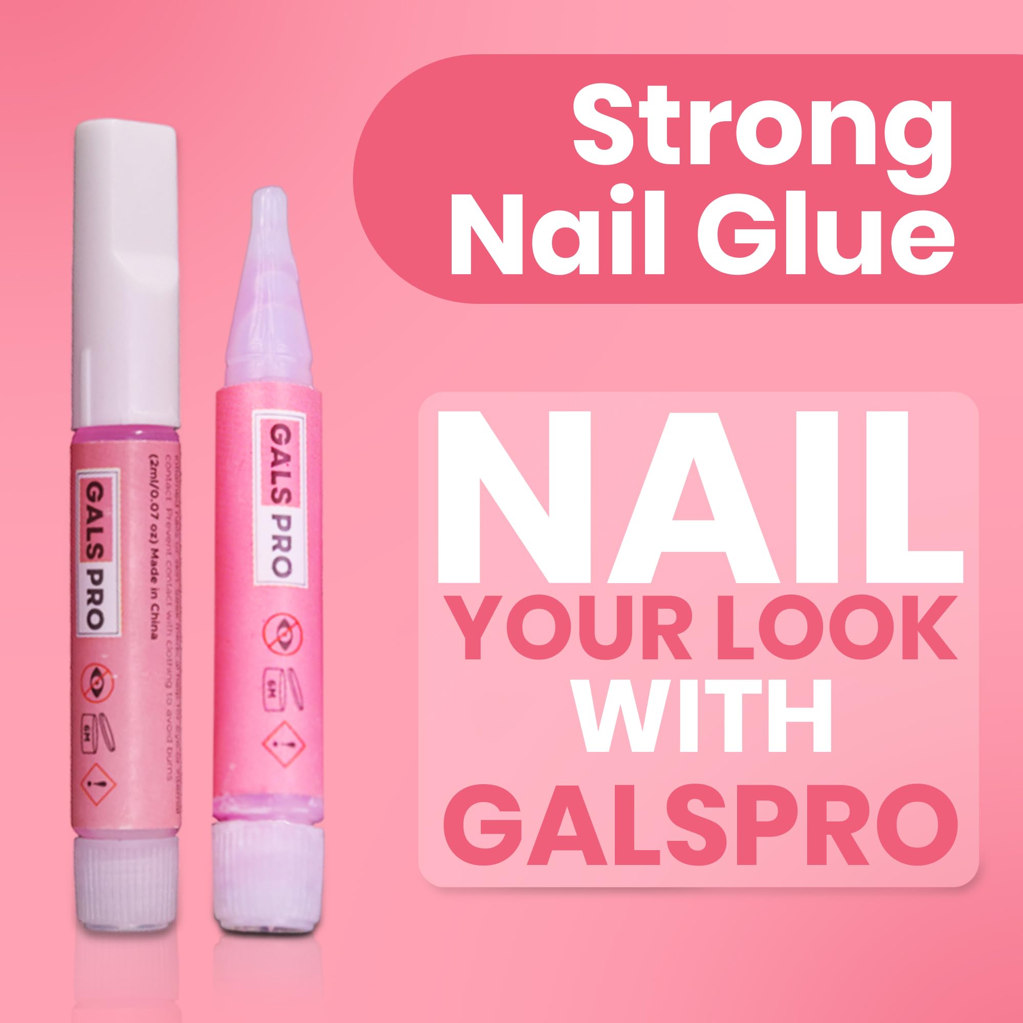 GALSPRO Press on Nail Glue – 10 Pack 0.07oz for Press Ons Fake Nails, Strong, Easy Application & Quick Drying Time, Long Lasting for Acrylic Nails